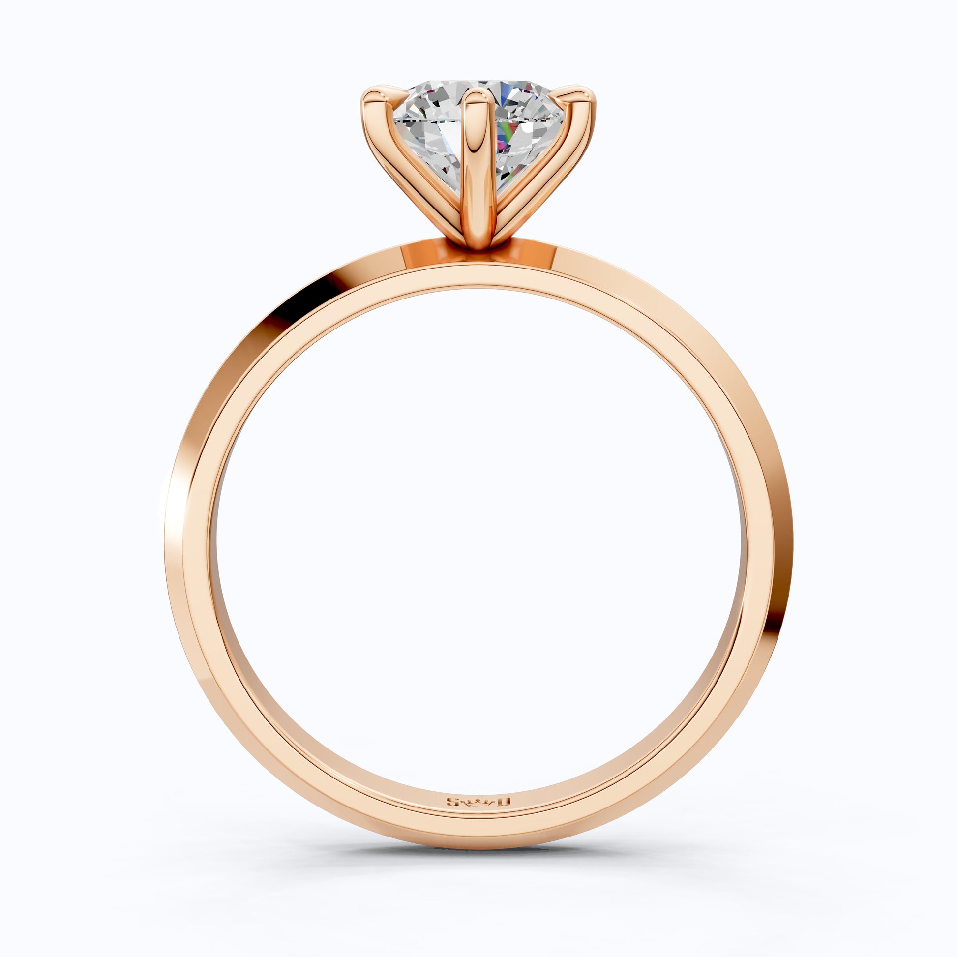 Classic Six-Prong Round Solitaire Engagement Ring in 14K Solid Gold, 1.00 CT Round Cut Lab Diamond, Anniversary Gift for Wife, Handmade Jewelry