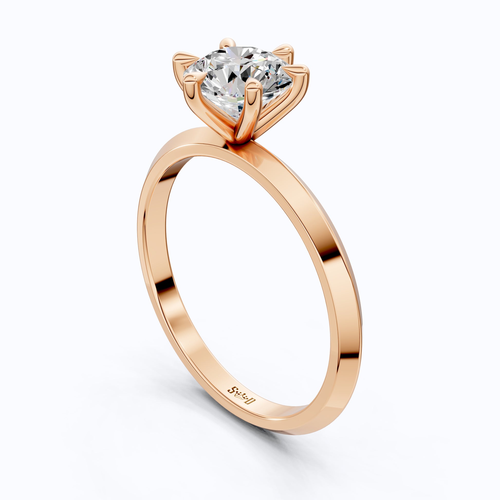 Classic Six-Prong Round Solitaire Engagement Ring in 14K Solid Gold, 1.00 CT Round Cut Lab Diamond, Anniversary Gift for Wife, Handmade Jewelry
