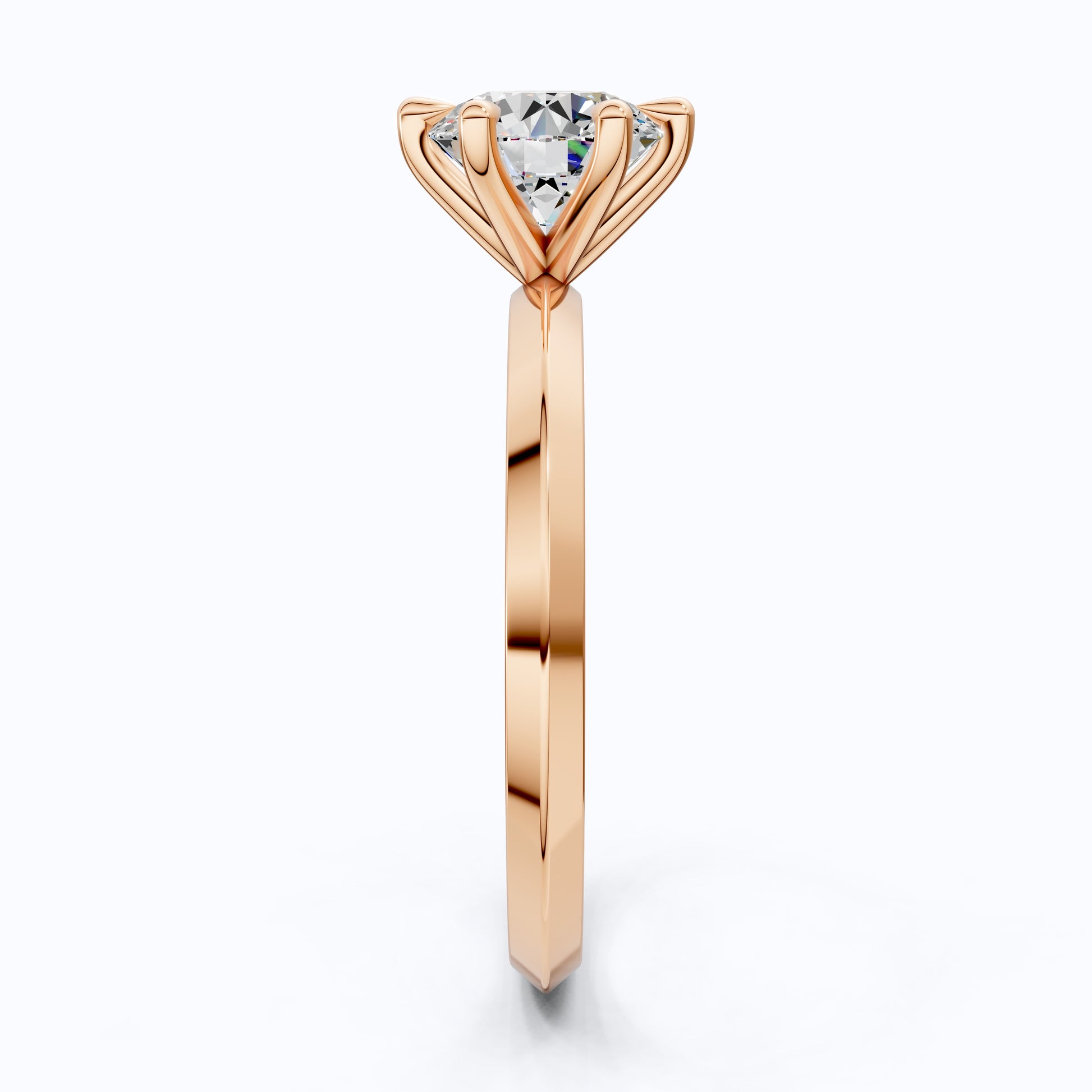 Classic Six-Prong Round Solitaire Engagement Ring in 14K Solid Gold, 1.00 CT Round Cut Lab Diamond, Anniversary Gift for Wife, Handmade Jewelry