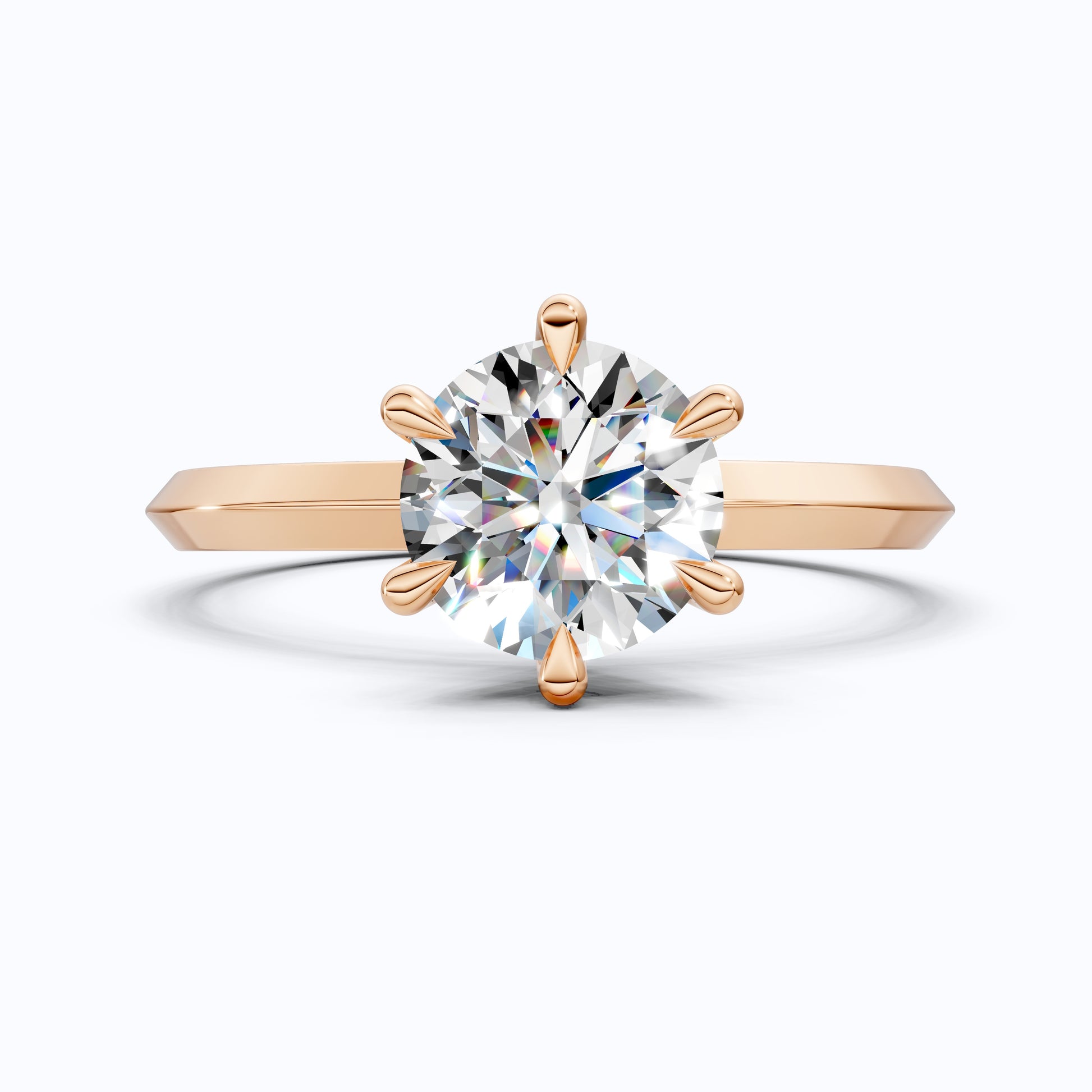 Classic Six-Prong Round Solitaire Engagement Ring in 14K Solid Gold, 1.00 CT Round Cut Lab Diamond, Anniversary Gift for Wife, Handmade Jewelry