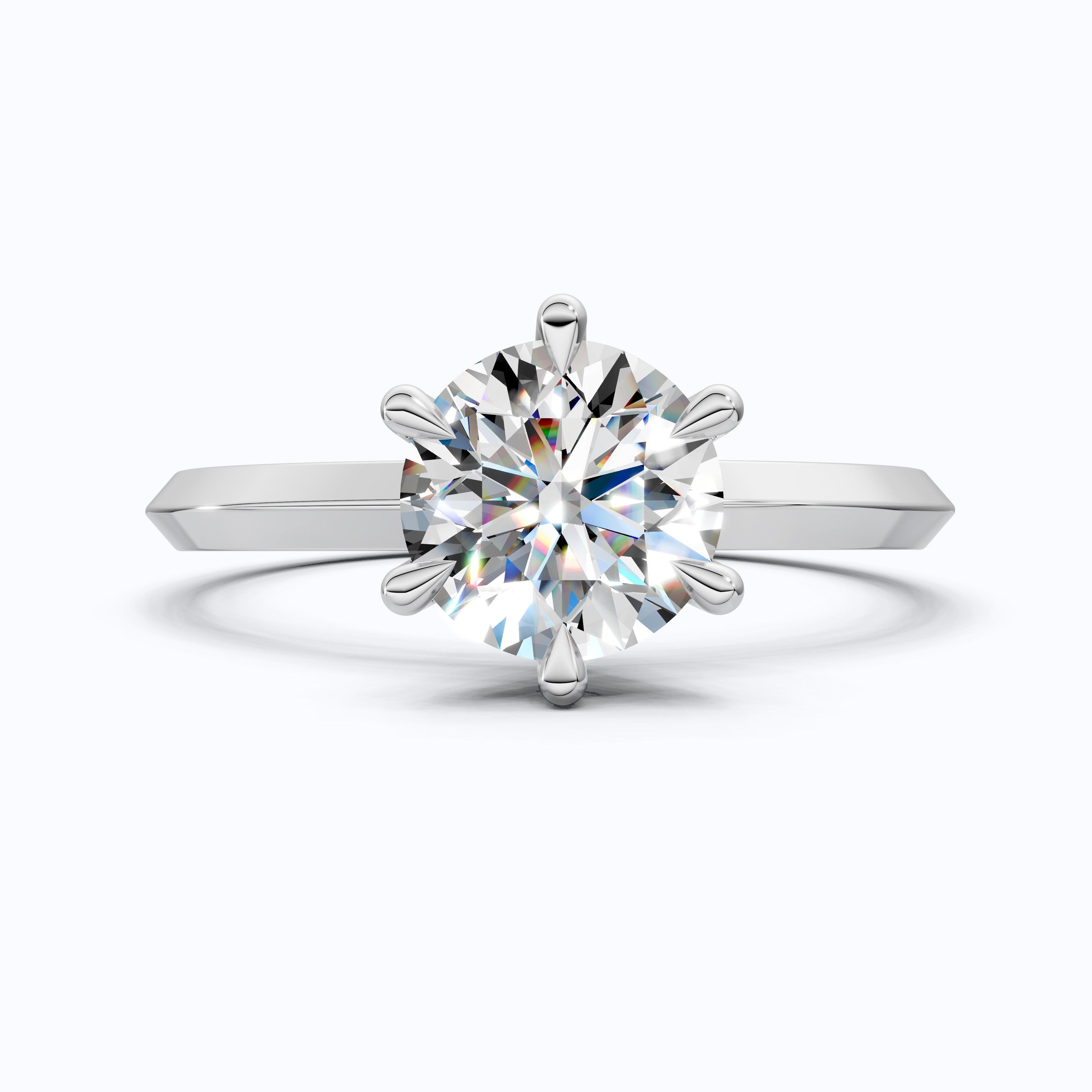 Classic Six-Prong Round Solitaire Engagement Ring in 14K Solid Gold, 1.00 CT Round Cut Lab Diamond, Anniversary Gift for Wife, Handmade Jewelry