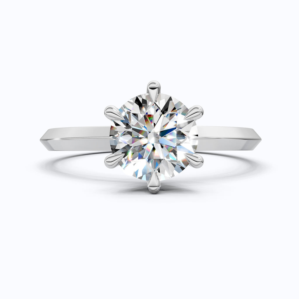 Classic Six-Prong Round Solitaire Engagement Ring in 14K Solid Gold, 1.00 CT Round Cut Lab Diamond, Anniversary Gift for Wife, Handmade Jewelry
