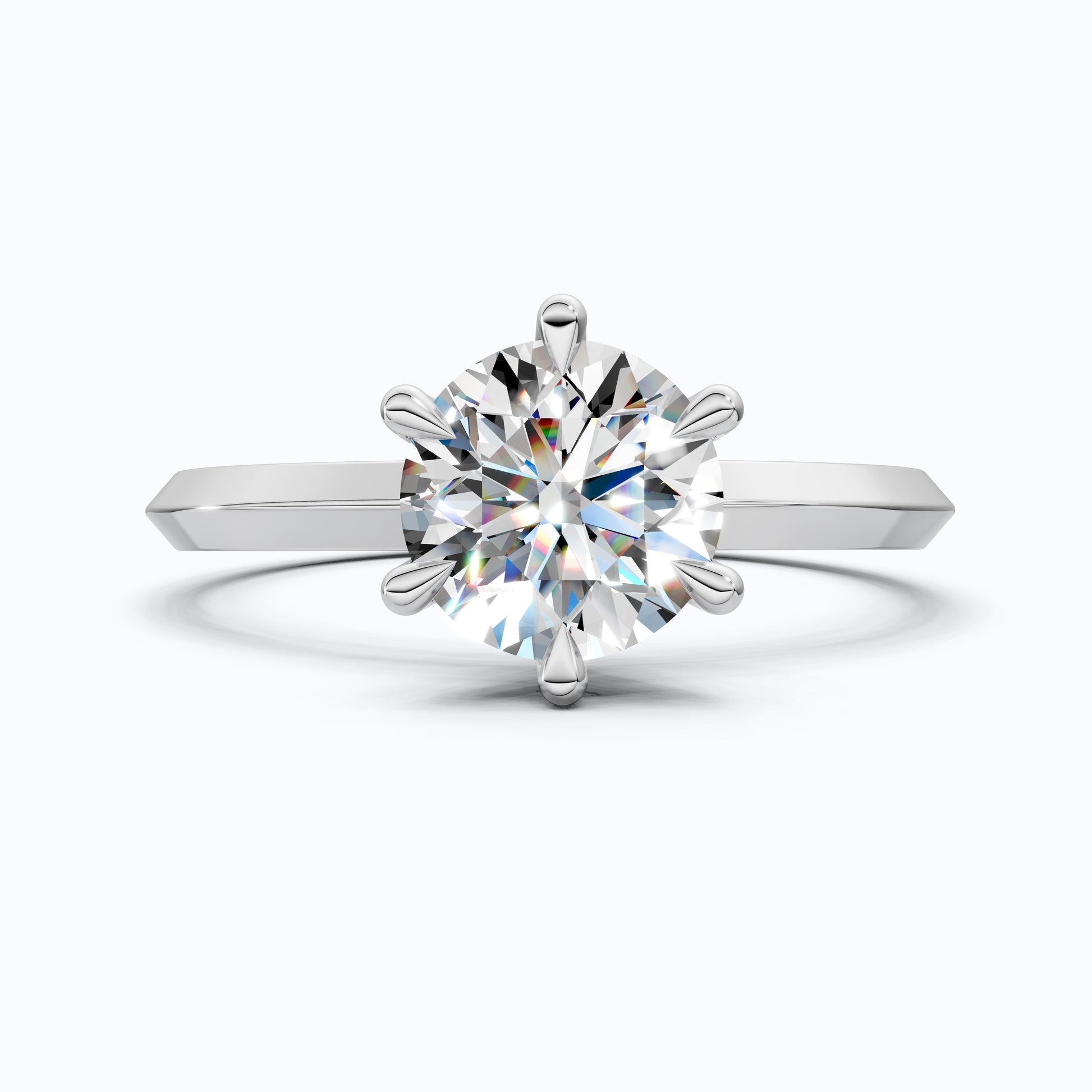 Classic Six-Prong Round Solitaire Engagement Ring in 14K Solid Gold, 1.00 CT Round Cut Lab Diamond, Anniversary Gift for Wife, Handmade Jewelry