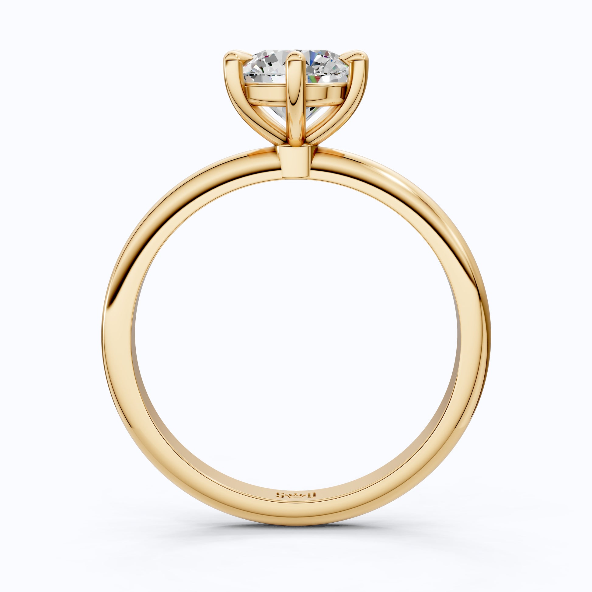 Elegant Six-Prong Setting Classic Round Solitaire Engagement Ring in 14k Solid Gold, 1.00 CT Round Cut Lab Grown Diamond, Handmade Fine Jewelry