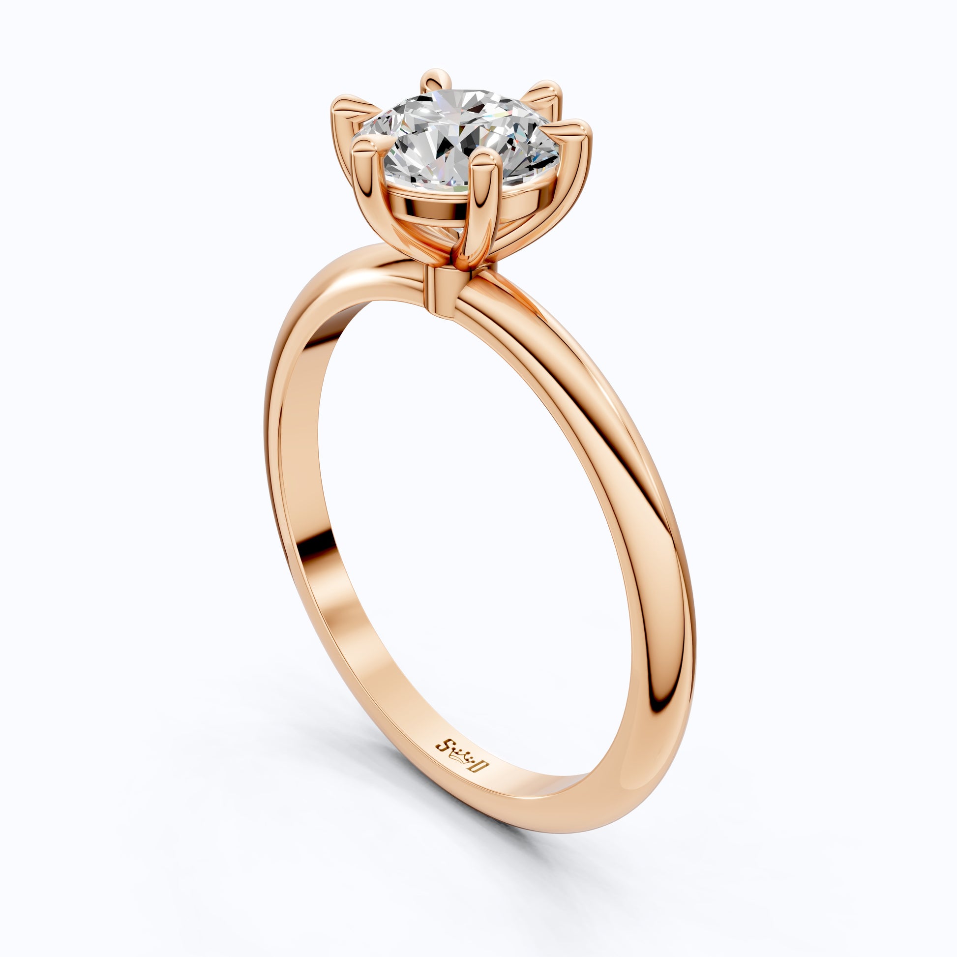 Elegant Six-Prong Setting Classic Round Solitaire Engagement Ring in 14k Solid Gold, 1.00 CT Round Cut Lab Grown Diamond, Handmade Fine Jewelry