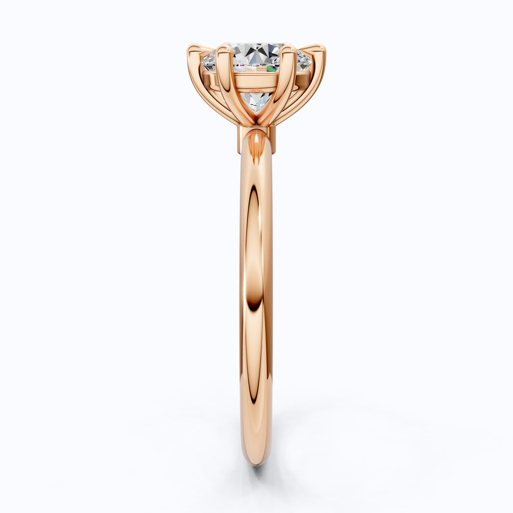 Elegant Six-Prong Setting Classic Round Solitaire Engagement Ring in 14k Solid Gold, 1.00 CT Round Cut Lab Grown Diamond, Handmade Fine Jewelry