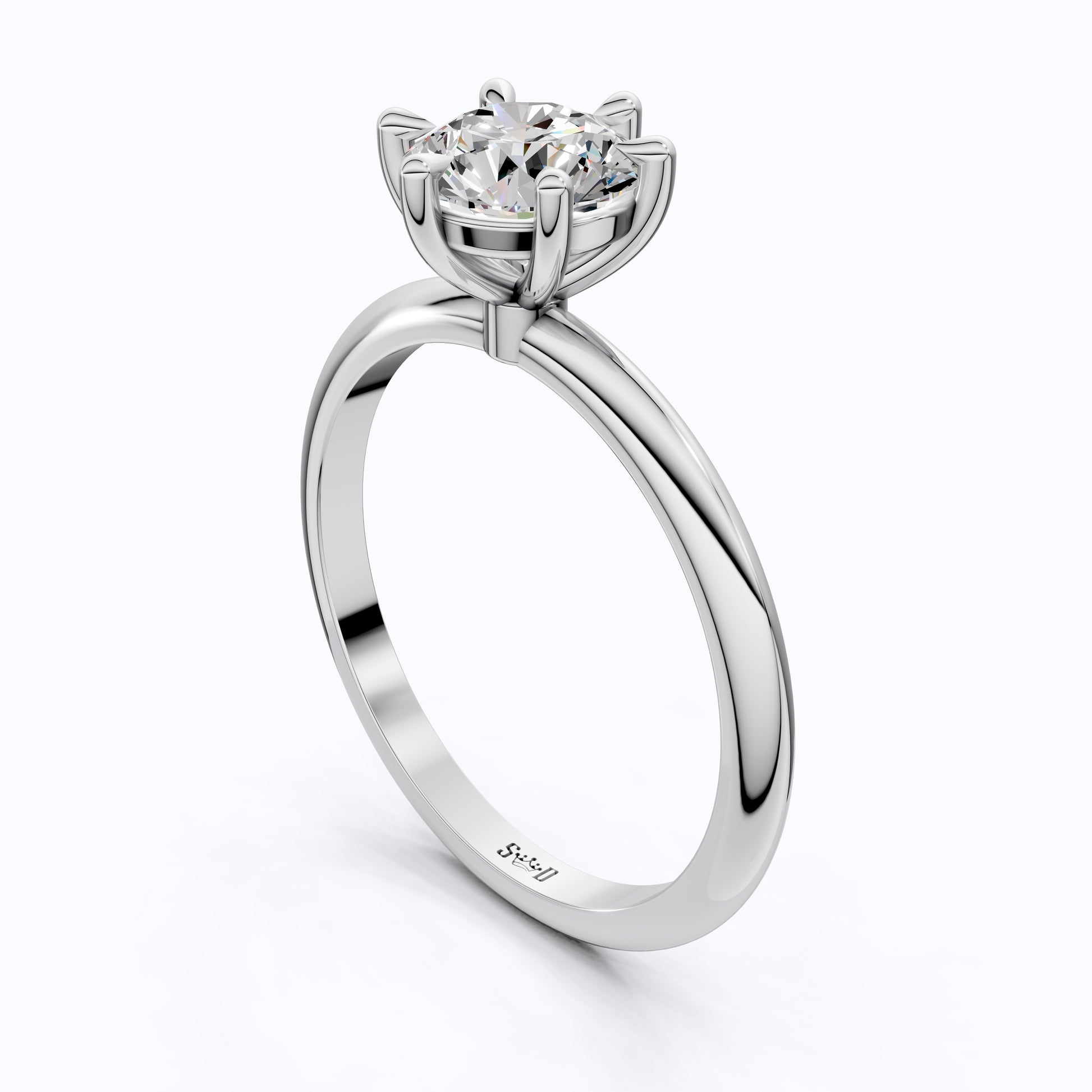 Elegant Six-Prong Setting Classic Round Solitaire Engagement Ring in 14k Solid Gold, 1.00 CT Round Cut Lab Grown Diamond, Handmade Fine Jewelry