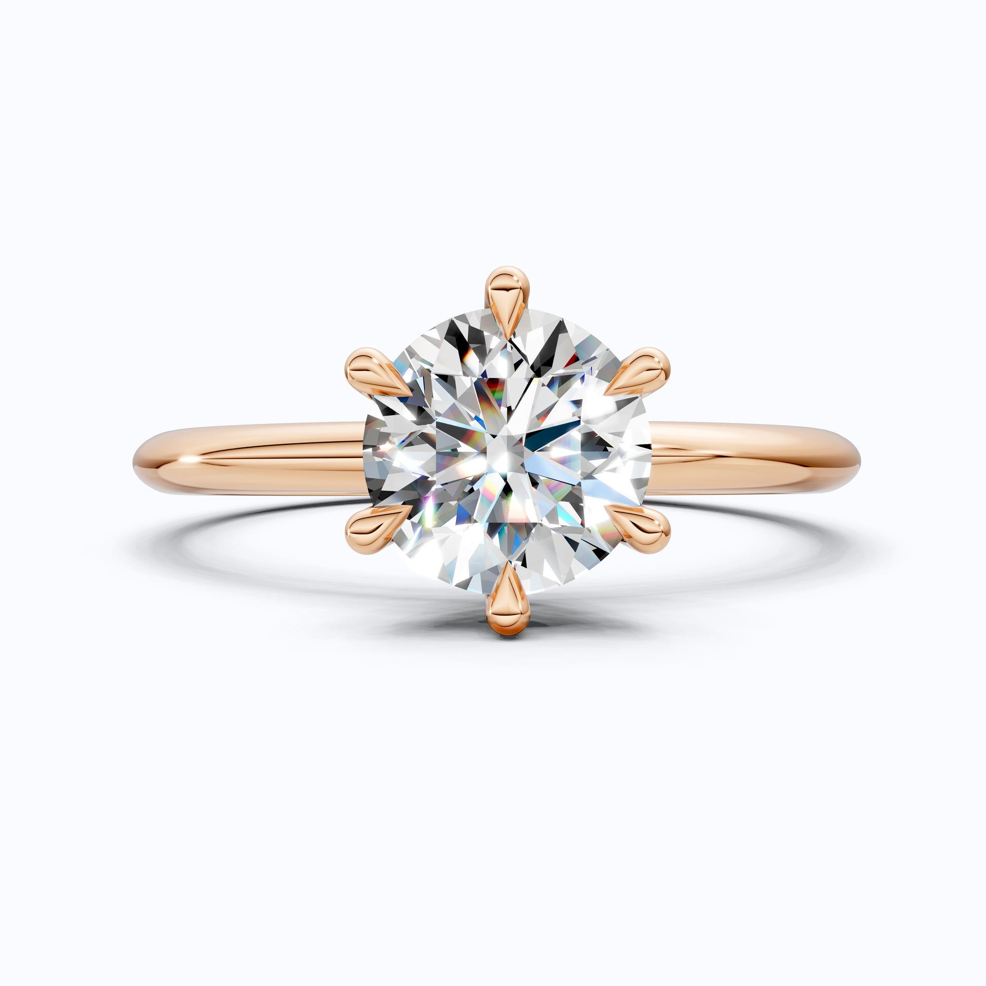 Elegant Six-Prong Setting Classic Round Solitaire Engagement Ring in 14k Solid Gold, 1.00 CT Round Cut Lab Grown Diamond, Handmade Fine Jewelry