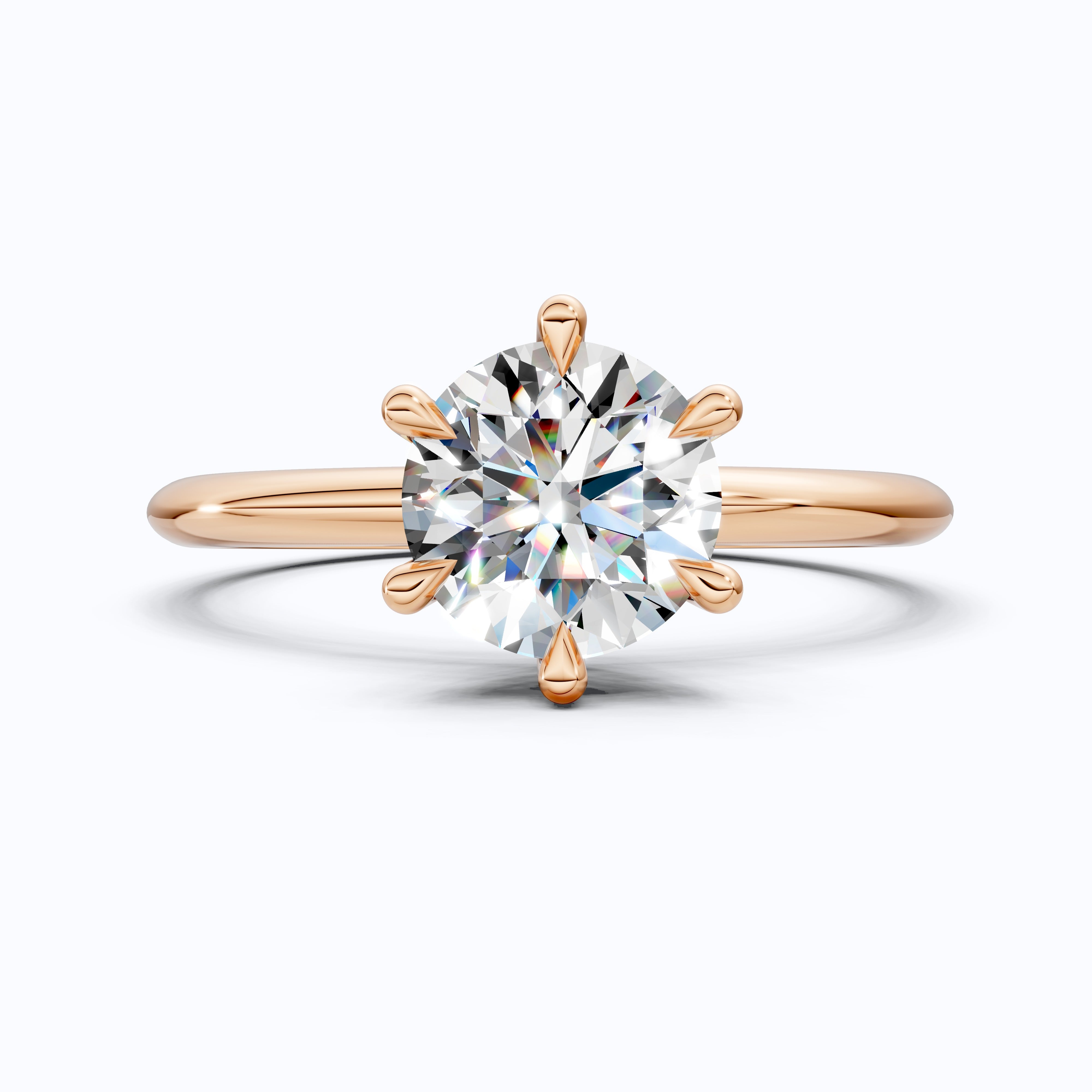 Elegant Six-Prong Setting Classic Round Solitaire Engagement Ring in 14k Solid Gold, 1.00 CT Round Cut Lab Grown Diamond, Handmade Fine Jewelry