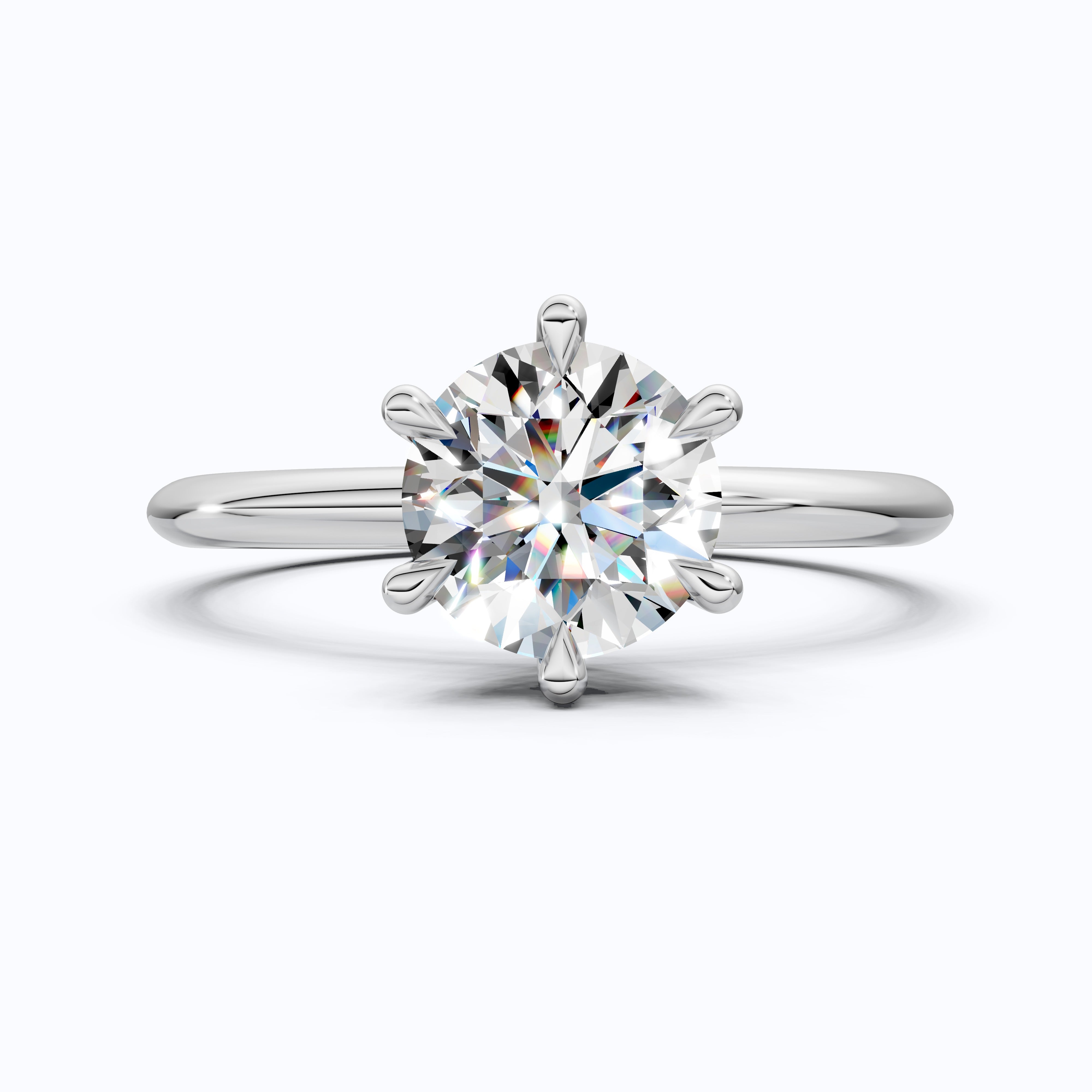 Elegant Six-Prong Setting Classic Round Solitaire Engagement Ring in 14k Solid Gold, 1.00 CT Round Cut Lab Grown Diamond, Handmade Fine Jewelry