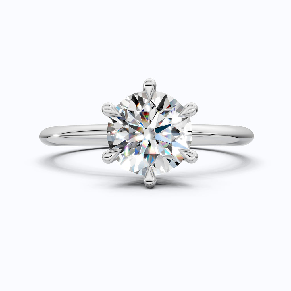 Elegant Six-Prong Setting Classic Round Solitaire Engagement Ring in 14k Solid Gold, 1.00 CT Round Cut Lab Grown Diamond, Handmade Fine Jewelry