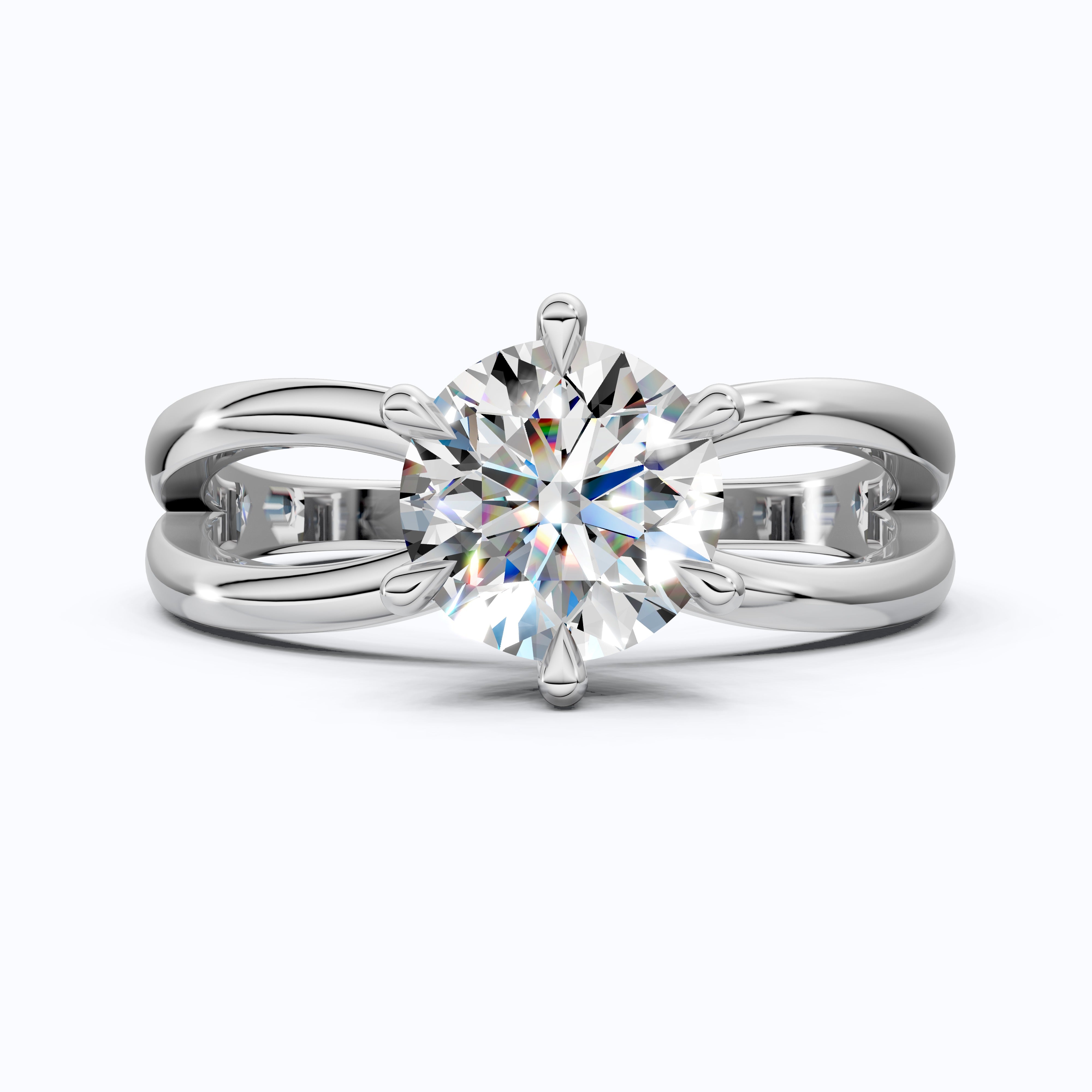 Twisted Bypass Solitaire Engagement Ring in 14K Solid Gold, 1.00 CT Round Cut Lab Created Diamond, Anniversary Gift for Wife, Handmade Jewelry