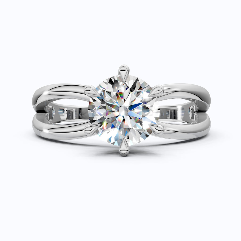 Twisted Bypass Solitaire Engagement Ring in 14K Solid Gold, 1.00 CT Round Cut Lab Created Diamond, Anniversary Gift for Wife, Handmade Jewelry