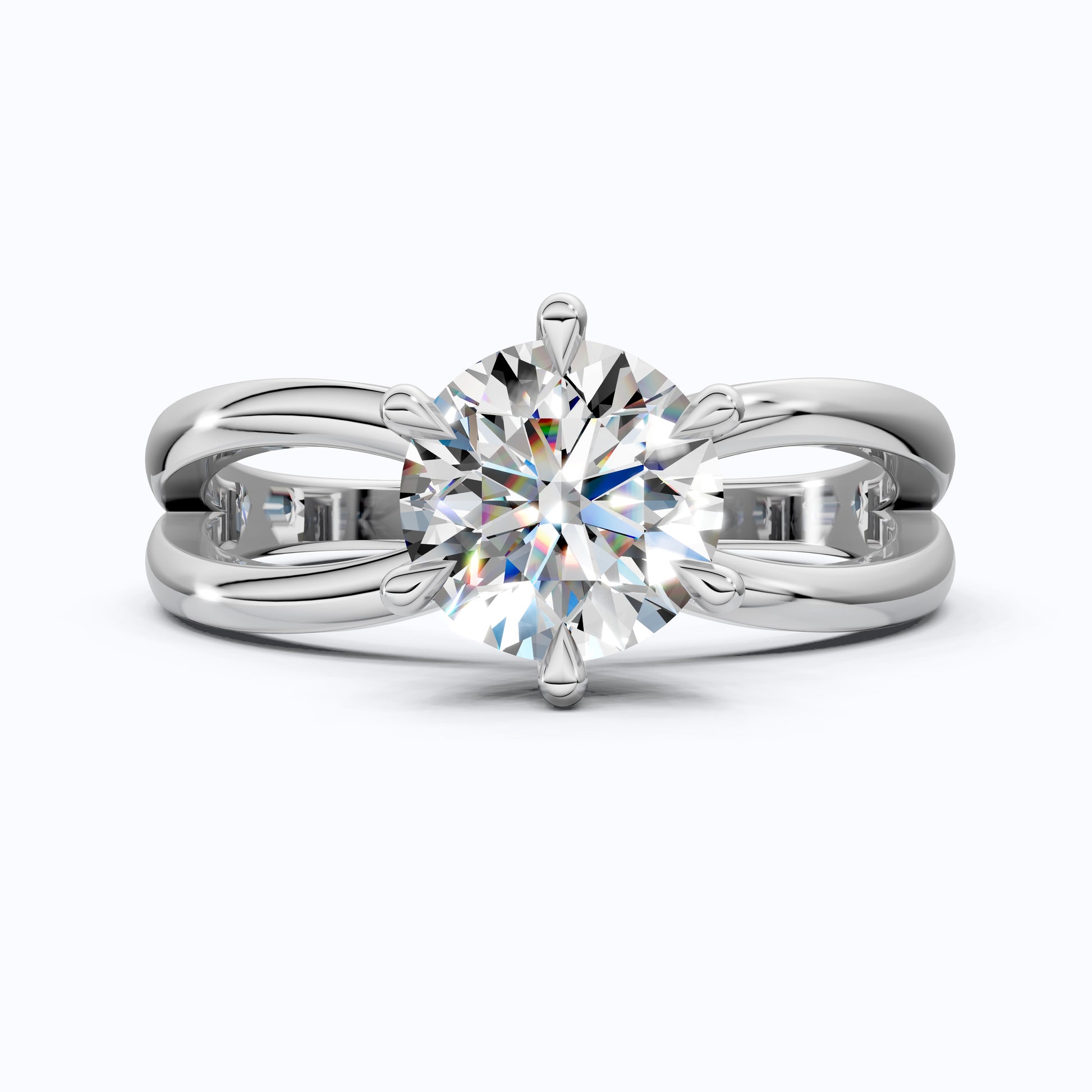 Twisted Bypass Solitaire Engagement Ring in 14K Solid Gold, 1.00 CT Round Cut Lab Created Diamond, Anniversary Gift for Wife, Handmade Jewelry