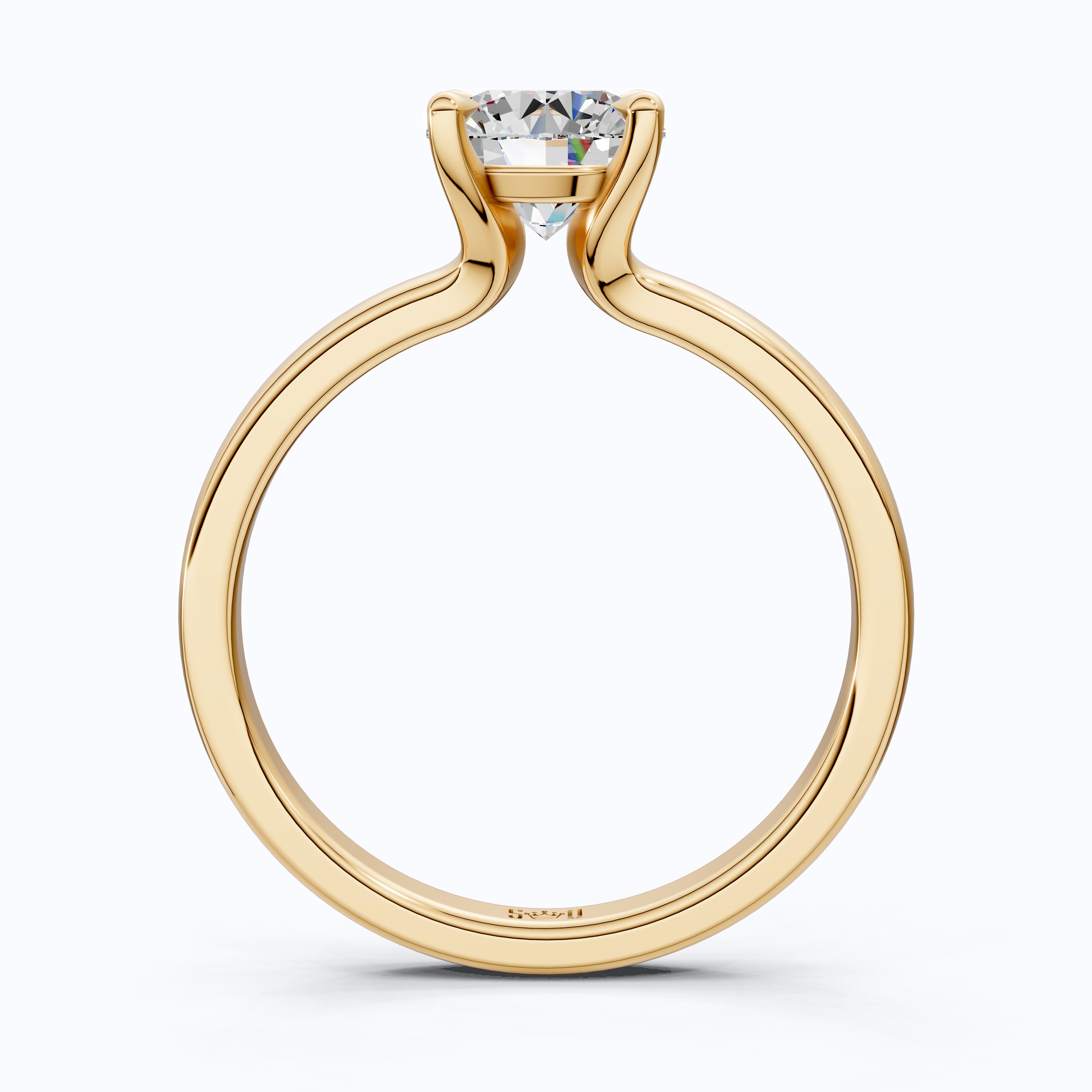 Classic Open Cathedral Shank Solitaire Engagement Ring in 14K Solid Gold ,1.00 CT Round Cut Lab Diamond, Birthday Gift for Women