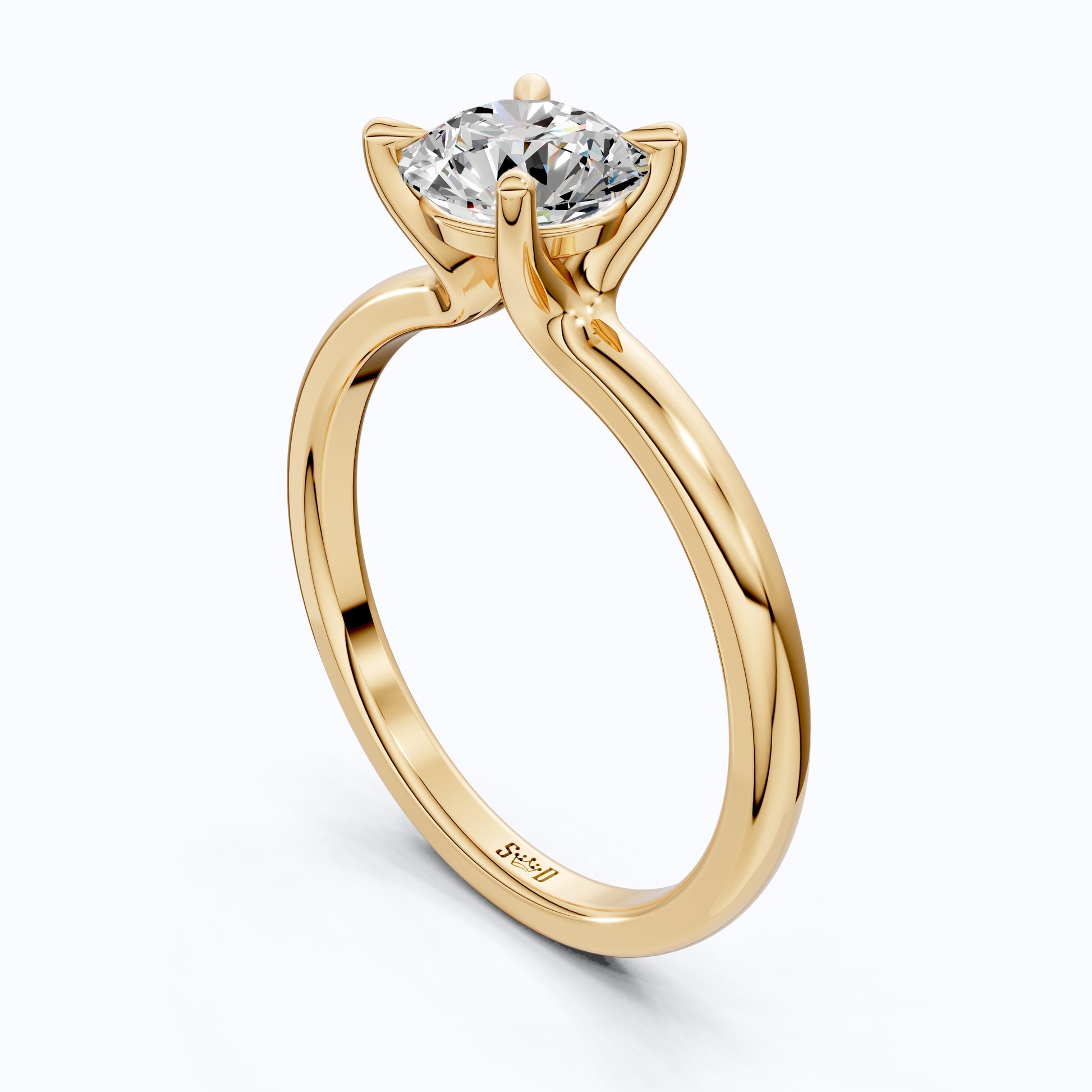 Classic Open Cathedral Shank Solitaire Engagement Ring in 14K Solid Gold ,1.00 CT Round Cut Lab Diamond, Birthday Gift for Women
