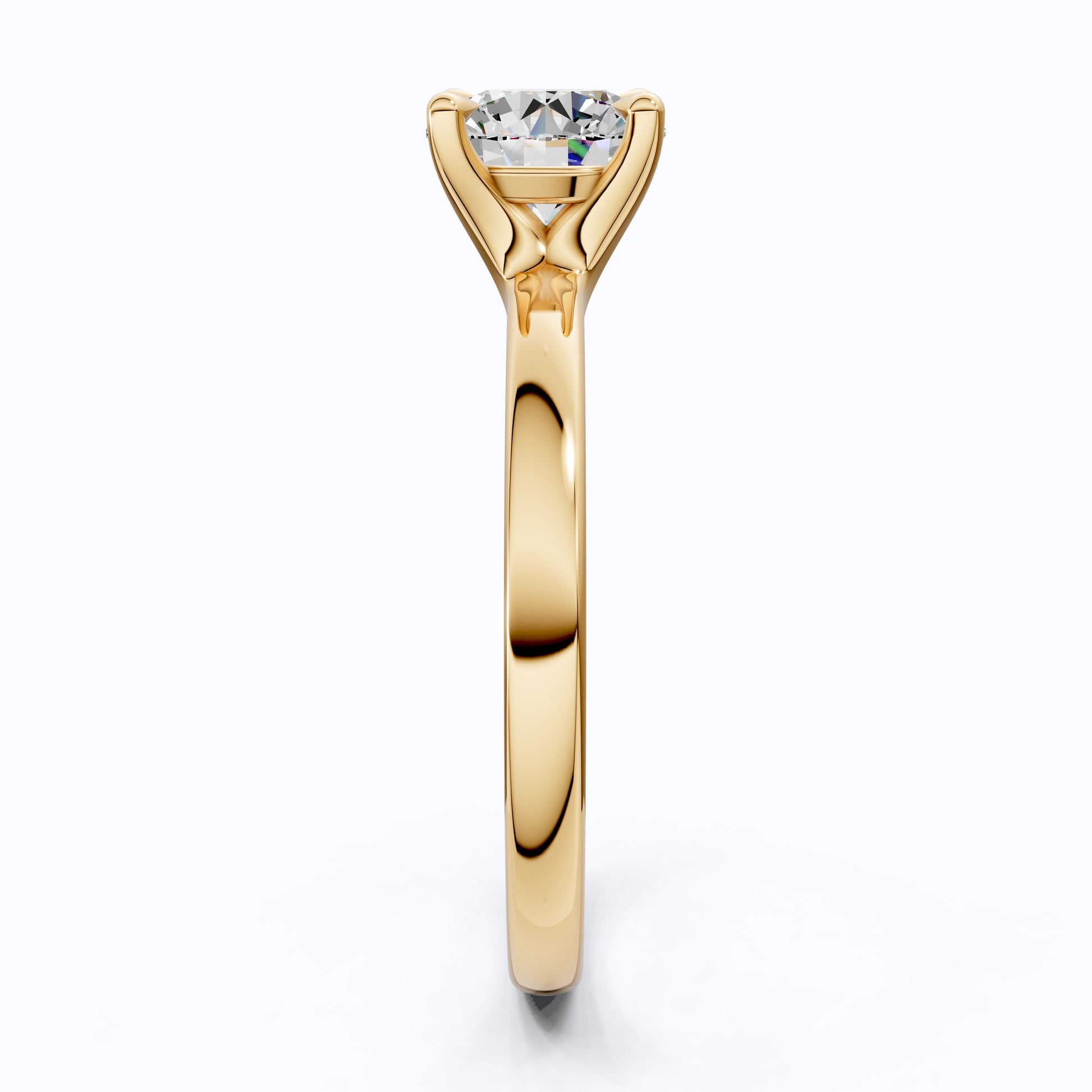 Classic Open Cathedral Shank Solitaire Engagement Ring in 14K Solid Gold ,1.00 CT Round Cut Lab Diamond, Birthday Gift for Women