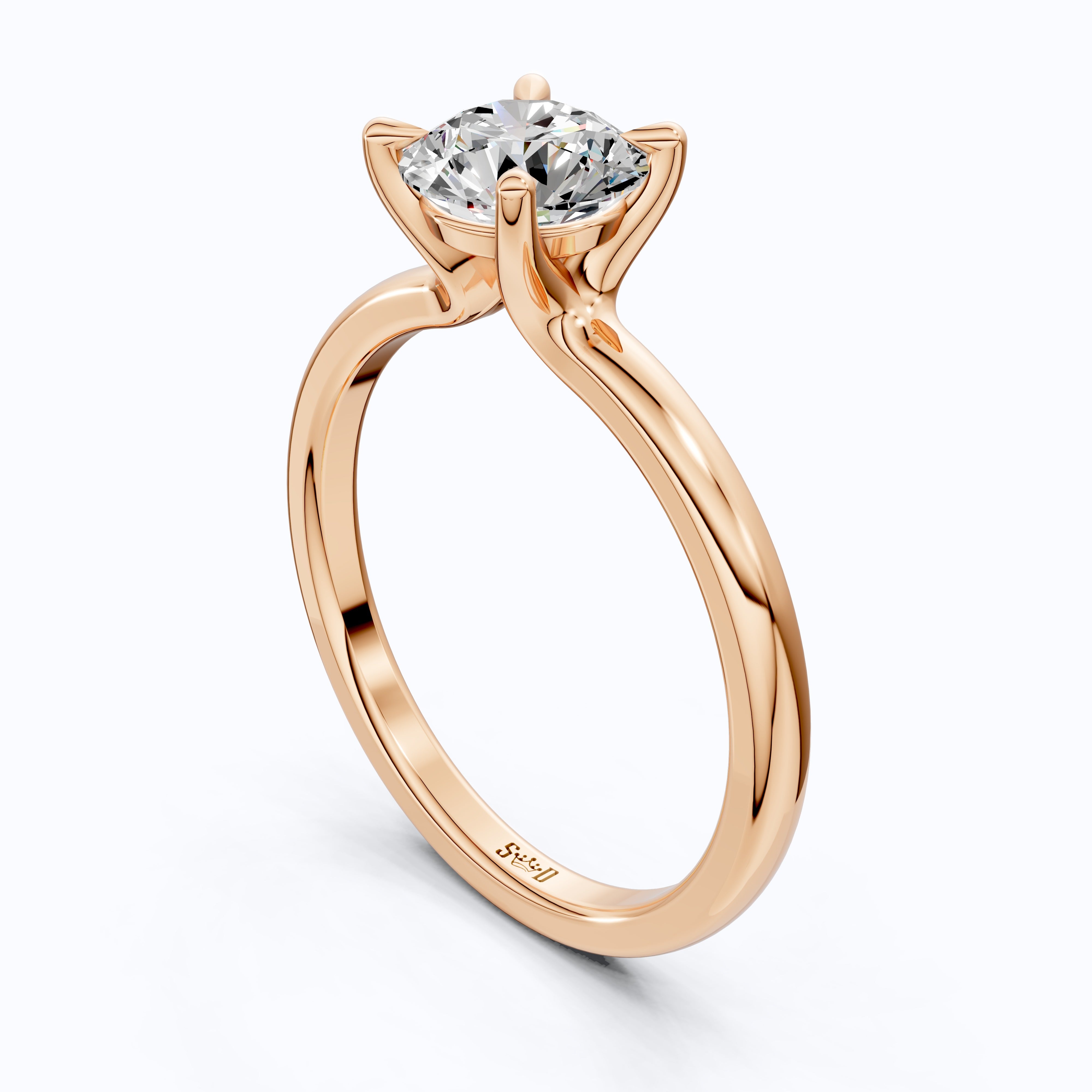 Classic Open Cathedral Shank Solitaire Engagement Ring in 14K Solid Gold ,1.00 CT Round Cut Lab Diamond, Birthday Gift for Women