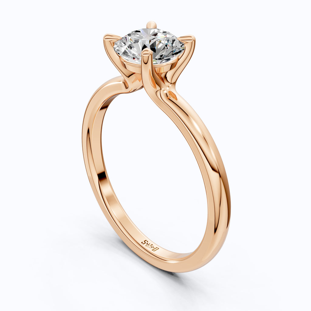 Classic Open Cathedral Shank Solitaire Engagement Ring in 14K Solid Gold ,1.00 CT Round Cut Lab Diamond, Birthday Gift for Women