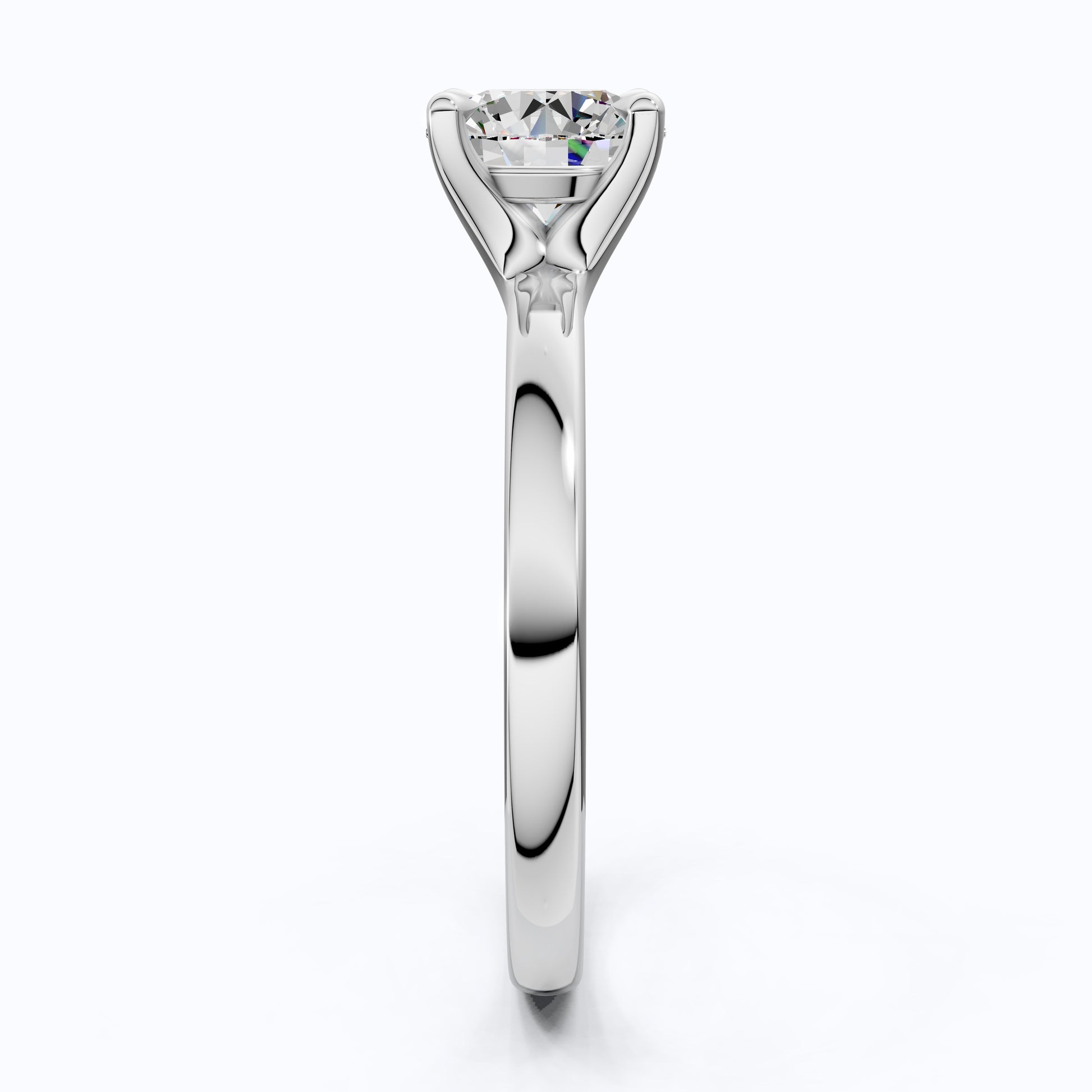 Classic Open Cathedral Shank Solitaire Engagement Ring in 14K Solid Gold ,1.00 CT Round Cut Lab Diamond, Birthday Gift for Women