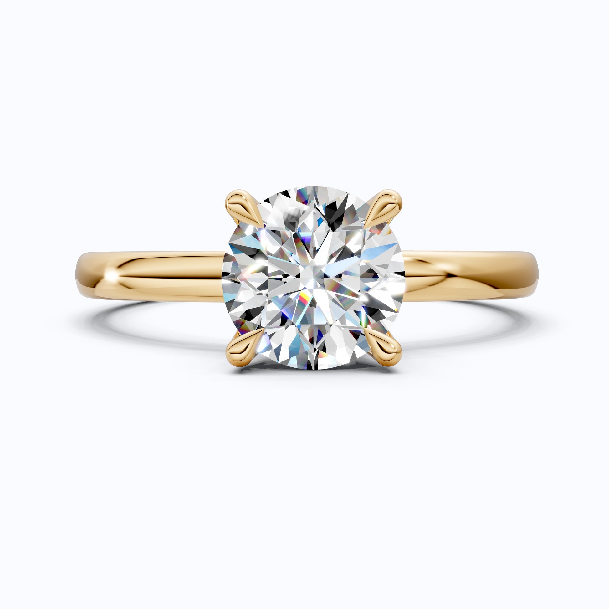 Classic Open Cathedral Shank Solitaire Engagement Ring in 14K Solid Gold ,1.00 CT Round Cut Lab Diamond, Birthday Gift for Women