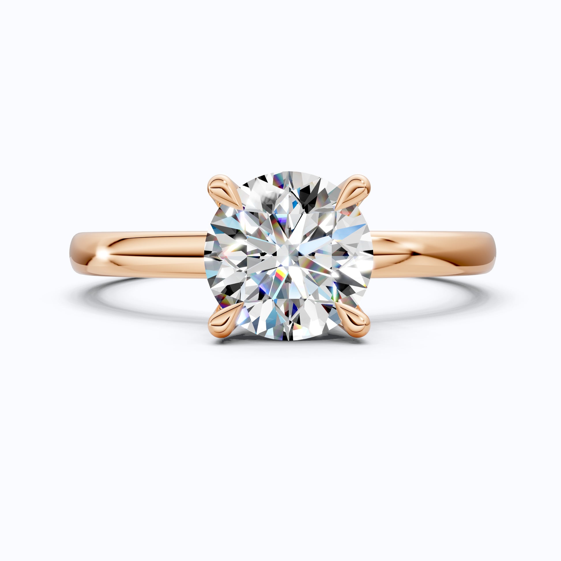 Classic Open Cathedral Shank Solitaire Engagement Ring in 14K Solid Gold ,1.00 CT Round Cut Lab Diamond, Birthday Gift for Women