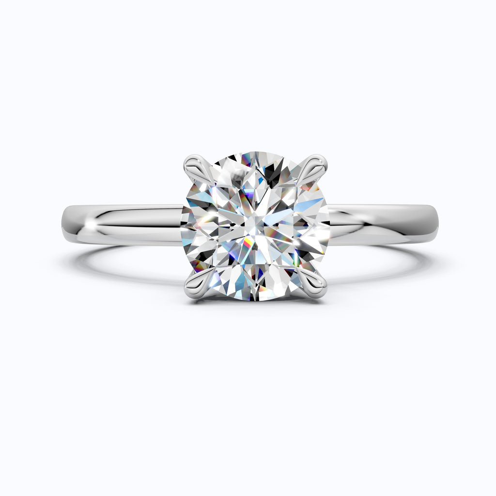 Classic Open Cathedral Shank Solitaire Engagement Ring in 14K Solid Gold ,1.00 CT Round Cut Lab Diamond, Birthday Gift for Women