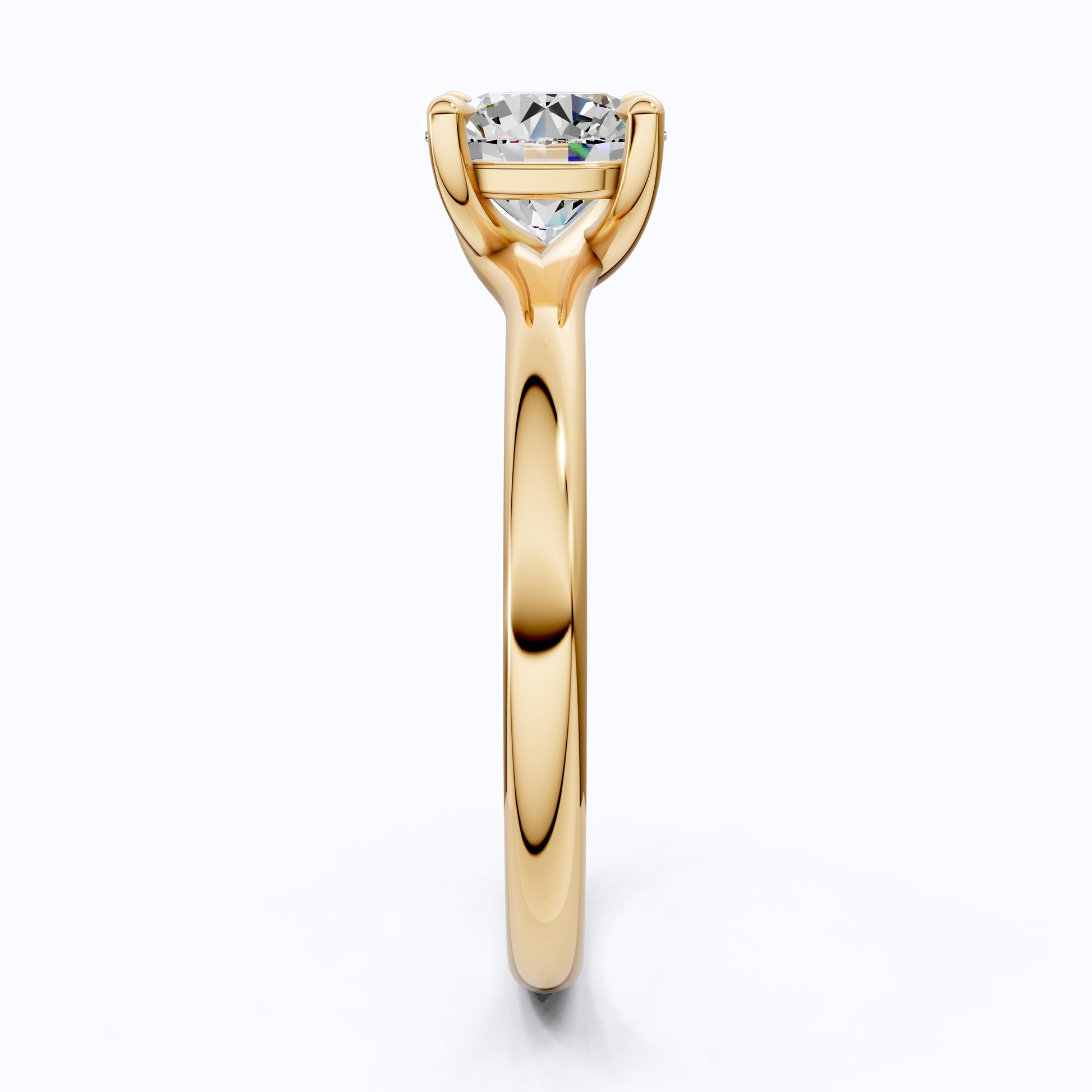 Modern Minimalist Six-Prong Solitaire  Lab Diamond in 14k Gold, 1.00 CT Round cut, Bridal Engagement Ring