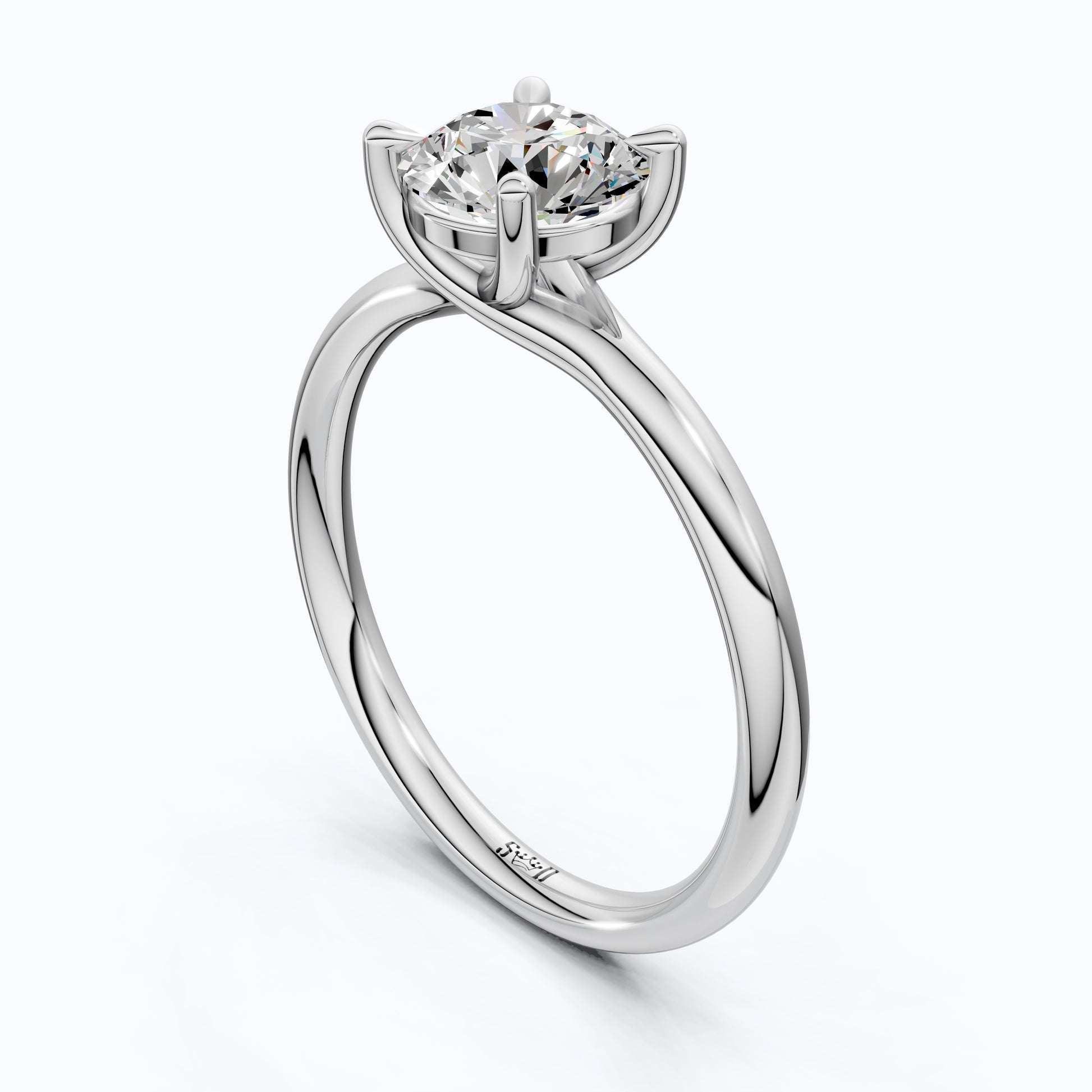 Modern Minimalist Six-Prong Solitaire  Lab Diamond in 14k Gold, 1.00 CT Round cut, Bridal Engagement Ring