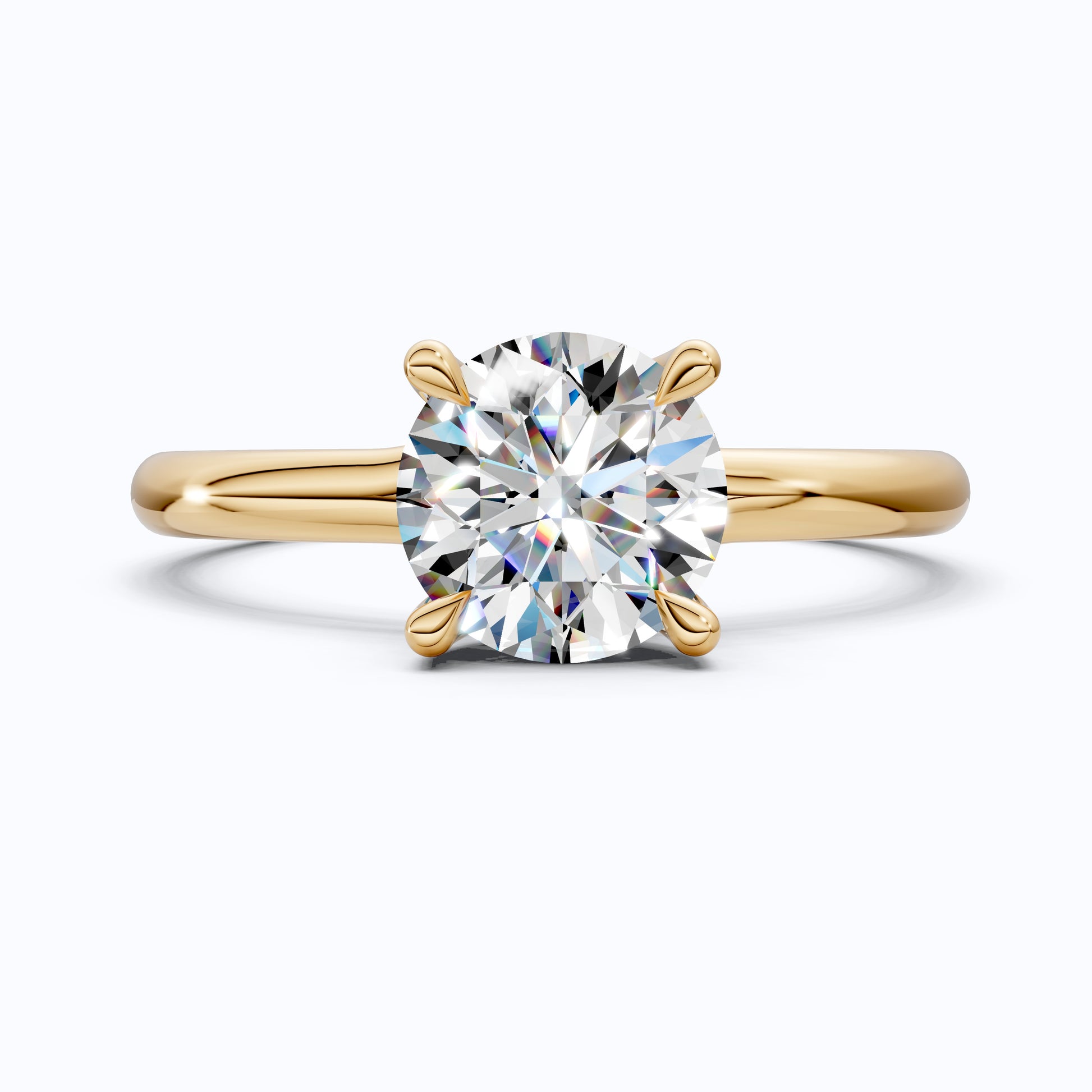 Modern Minimalist Six-Prong Solitaire  Lab Diamond in 14k Gold, 1.00 CT Round cut, Bridal Engagement Ring