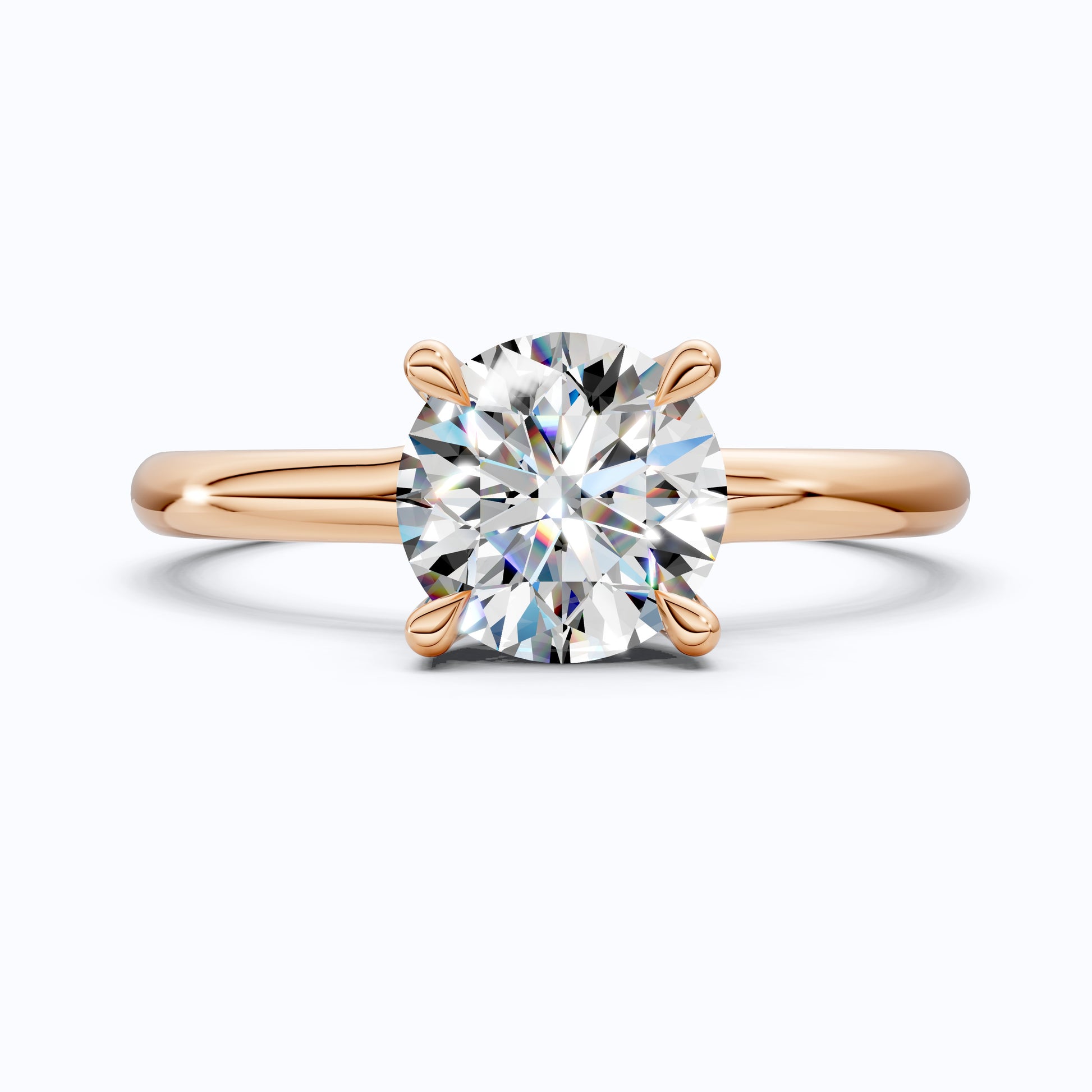Modern Minimalist Six-Prong Solitaire  Lab Diamond in 14k Gold, 1.00 CT Round cut, Bridal Engagement Ring