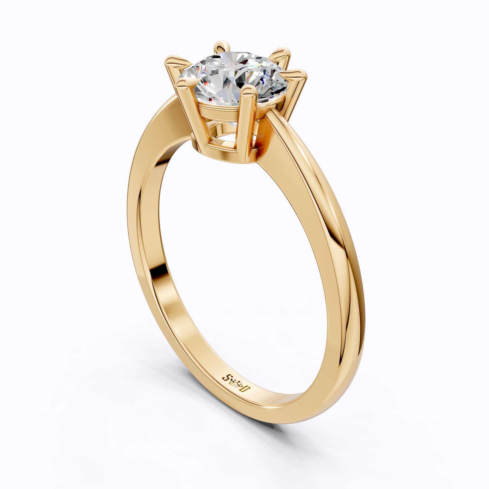 Classic Cathedral Shank Six-Prong Solitaire Engagement Ring 14k Solid Gold, 1.00 CT Round Cut Lab Diamonds, Bridal Ring for Women