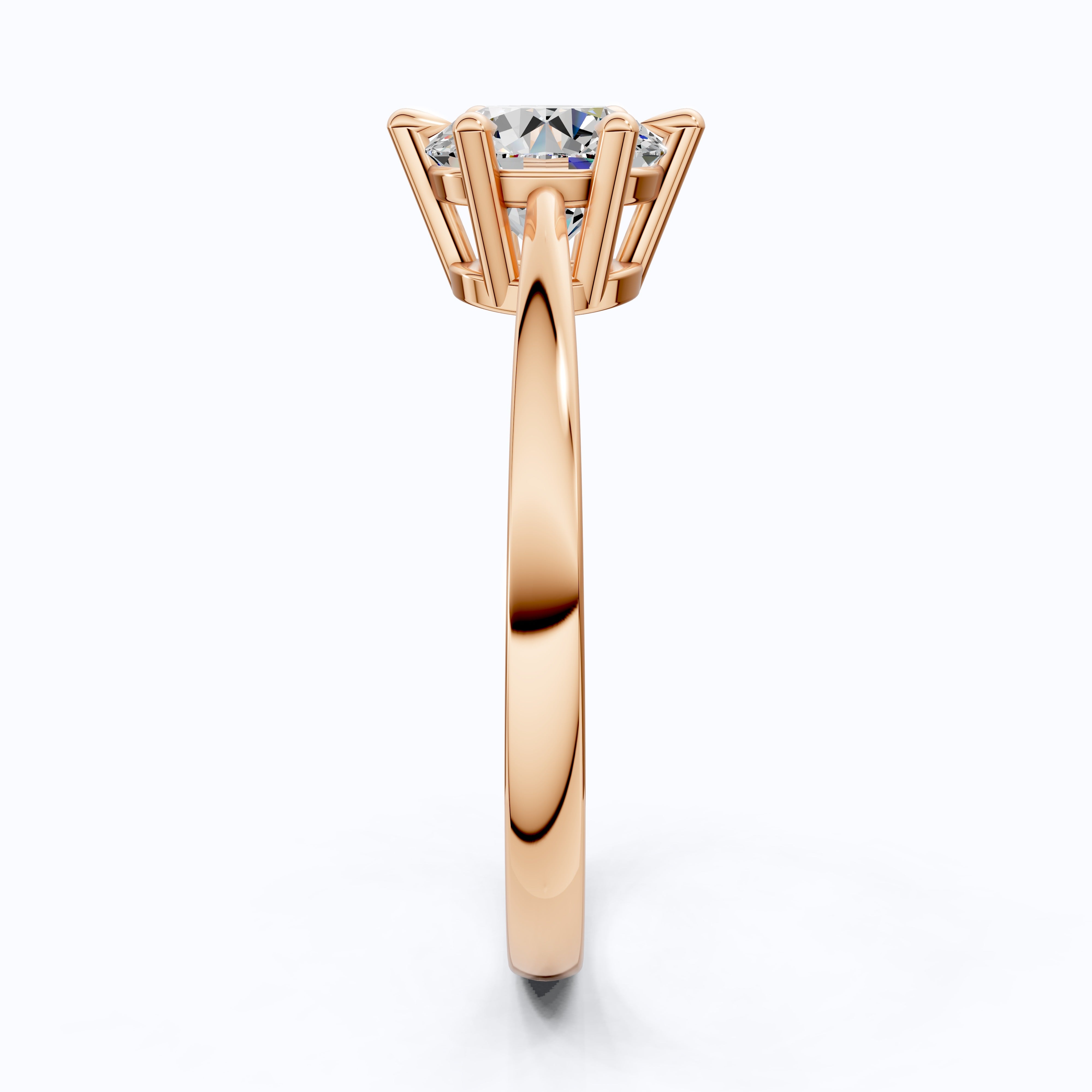 Classic Cathedral Shank Six-Prong Solitaire Engagement Ring 14k Solid Gold, 1.00 CT Round Cut Lab Diamonds, Bridal Ring for Women