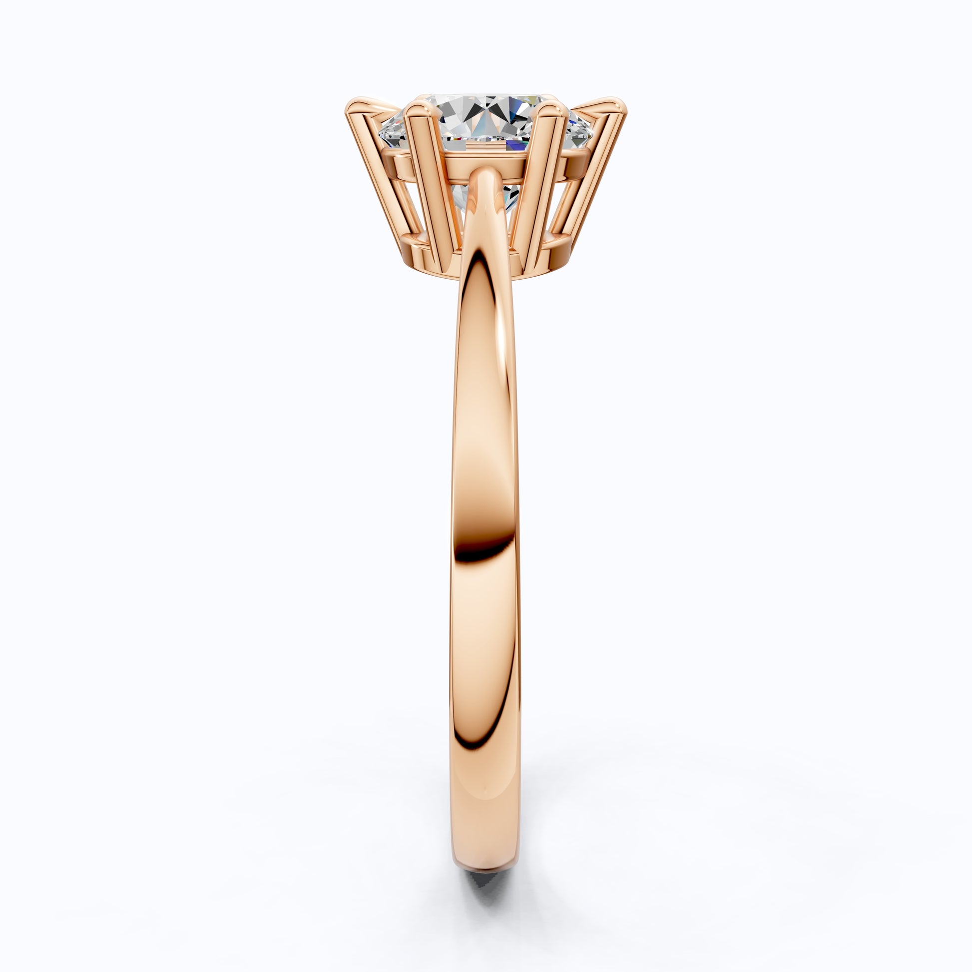 Classic Cathedral Shank Six-Prong Solitaire Engagement Ring 14k Solid Gold, 1.00 CT Round Cut Lab Diamonds, Bridal Ring for Women