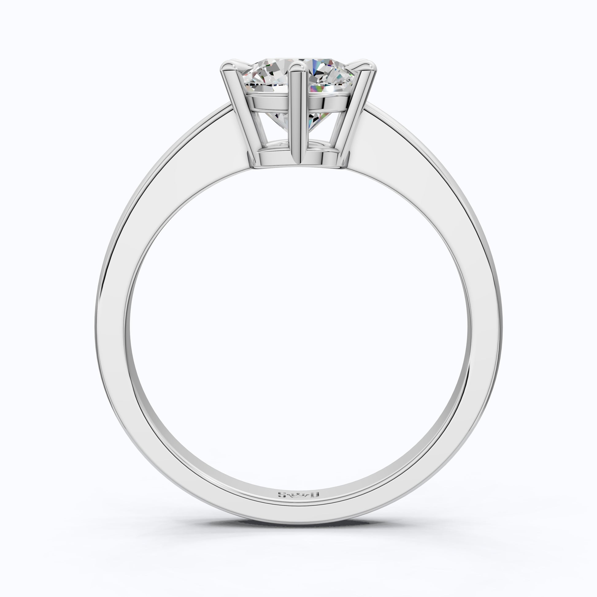 Classic Cathedral Shank Six-Prong Solitaire Engagement Ring 14k Solid Gold, 1.00 CT Round Cut Lab Diamonds, Bridal Ring for Women