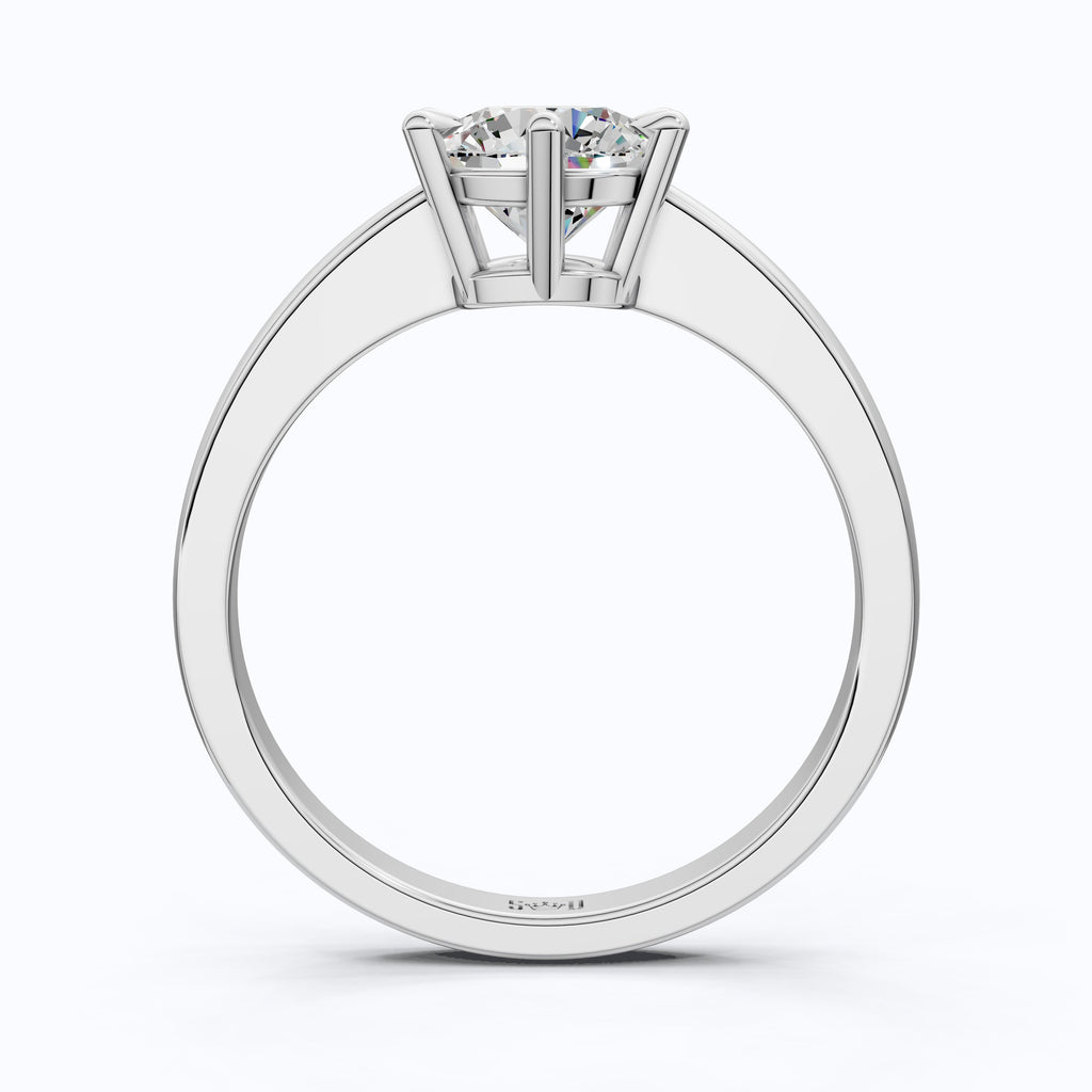 Classic Cathedral Shank Six-Prong Solitaire Engagement Ring 14k Solid Gold, 1.00 CT Round Cut Lab Diamonds, Bridal Ring for Women