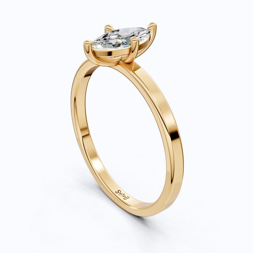 Classic Elegant Solitaire Engagement Ring in 14K Solid Gold, 0.50 CT Marquise Cut Solitaire Lab Created Diamond, Bridal Jewelry