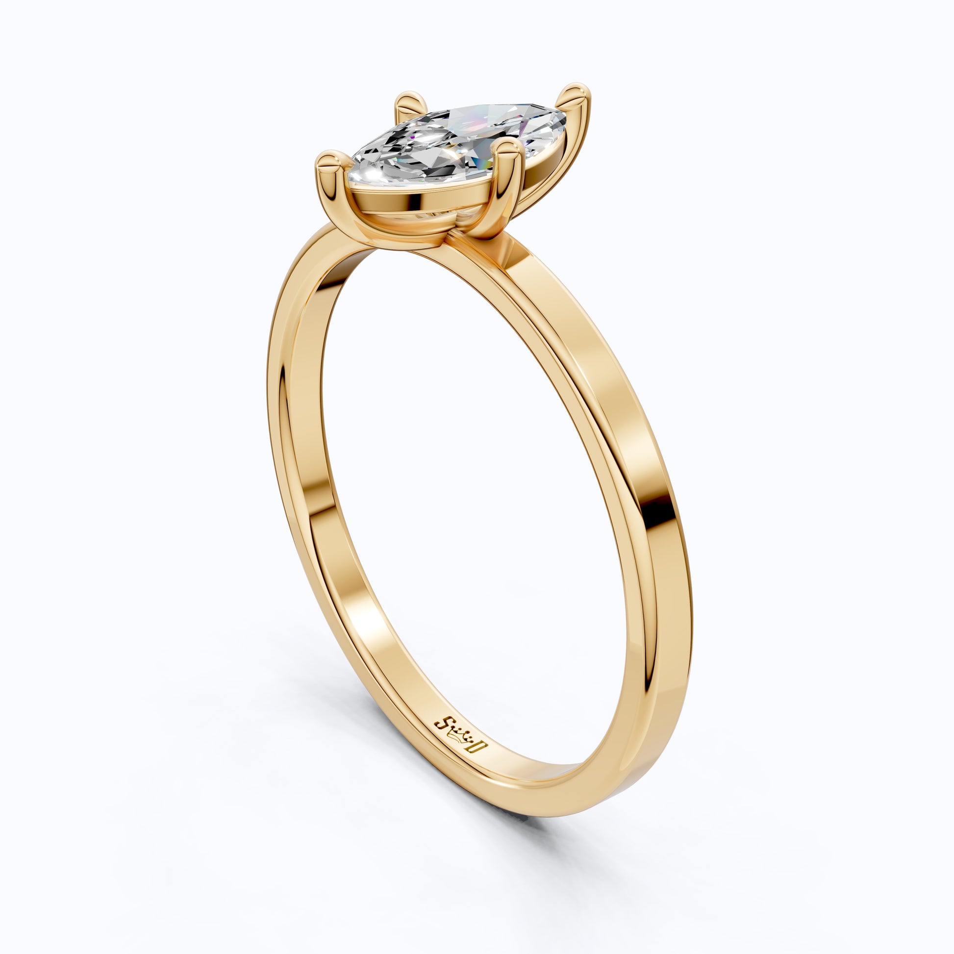 Classic Elegant Solitaire Engagement Ring in 14K Solid Gold, 0.50 CT Marquise Cut Solitaire Lab Created Diamond, Bridal Jewelry