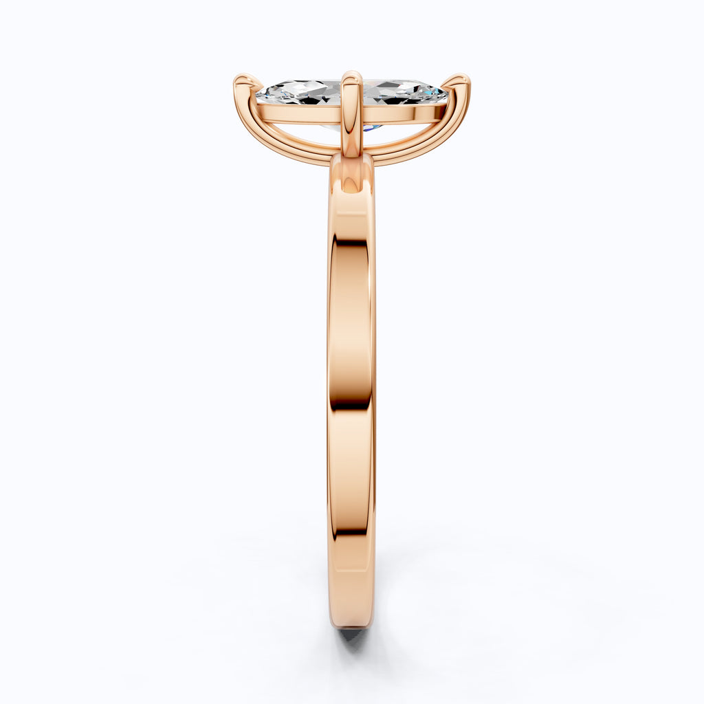 Classic Elegant Solitaire Engagement Ring in 14K Solid Gold, 0.50 CT Marquise Cut Solitaire Lab Created Diamond, Bridal Jewelry