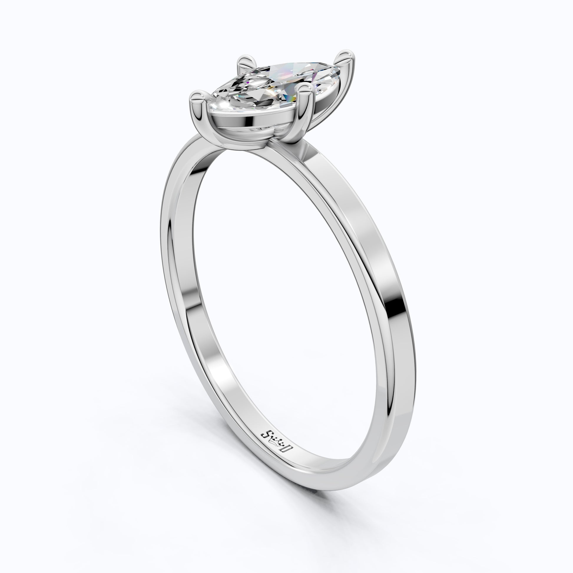 Classic Elegant Solitaire Engagement Ring in 14K Solid Gold, 0.50 CT Marquise Cut Solitaire Lab Created Diamond, Bridal Jewelry