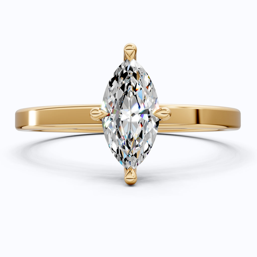 Classic Elegant Solitaire Engagement Ring in 14K Solid Gold, 0.50 CT Marquise Cut Solitaire Lab Created Diamond, Bridal Jewelry