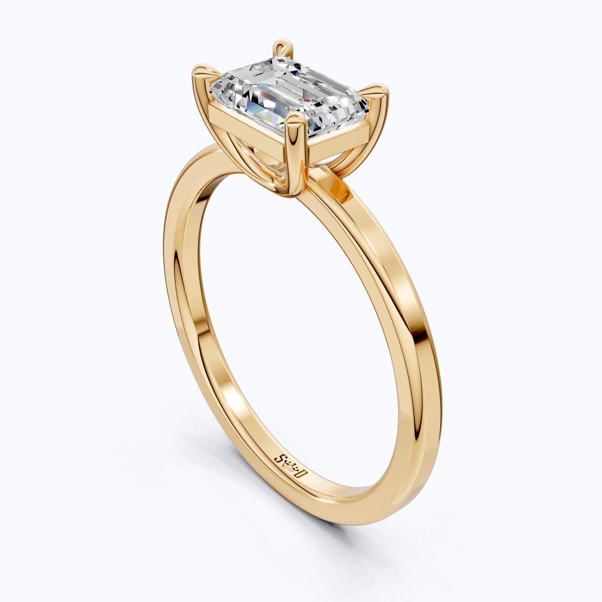 Timeless Emerald Cut Classic Solitaire Engagement Ring in 14K Solid Gold, 1.00 CT Emerald Cut Lab Created Diamond, Bridal Gift