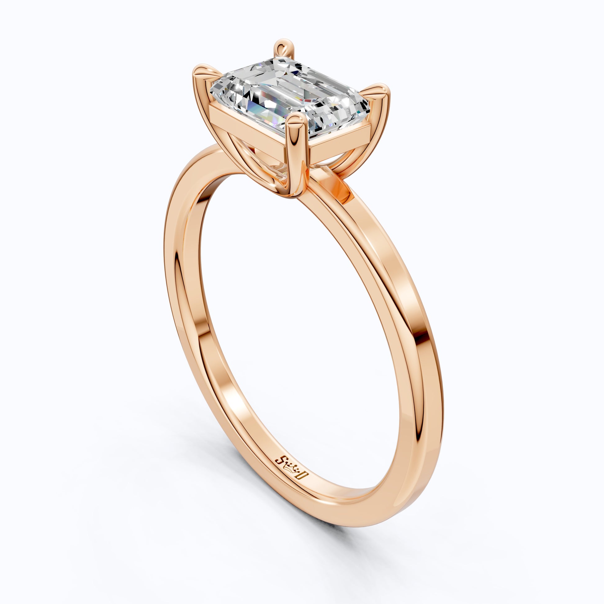 Timeless Emerald Cut Classic Solitaire Engagement Ring in 14K Solid Gold, 1.00 CT Emerald Cut Lab Created Diamond, Bridal Gift