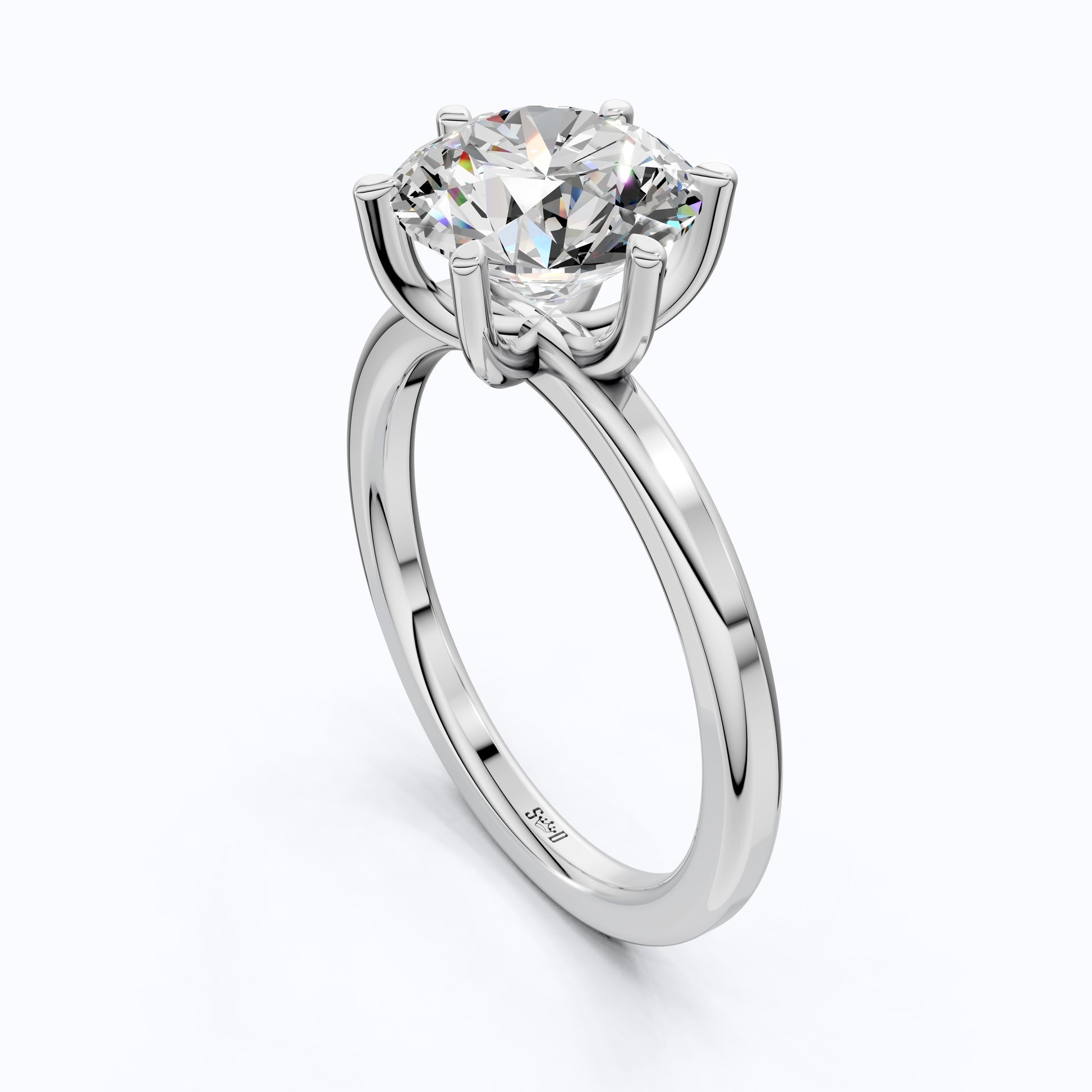 Elegant Six Prong Solitaire Engagement Ring in 14K Solid Gold, 2.50 CT Round Cut Lab Created Diamond, Anniversary Gift for Her,