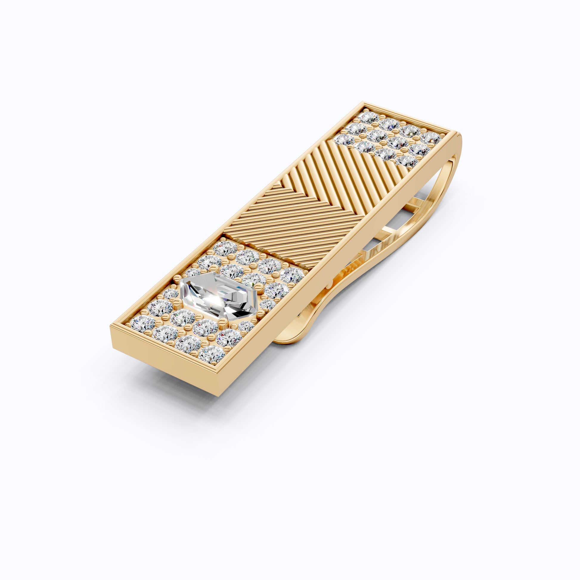 Luxury Men’s Tie Bar in 14K Solid Gold, Lab Diamond Tie Pin Accessories, Gift for Him, Elegant Style, Groomsmen Gift