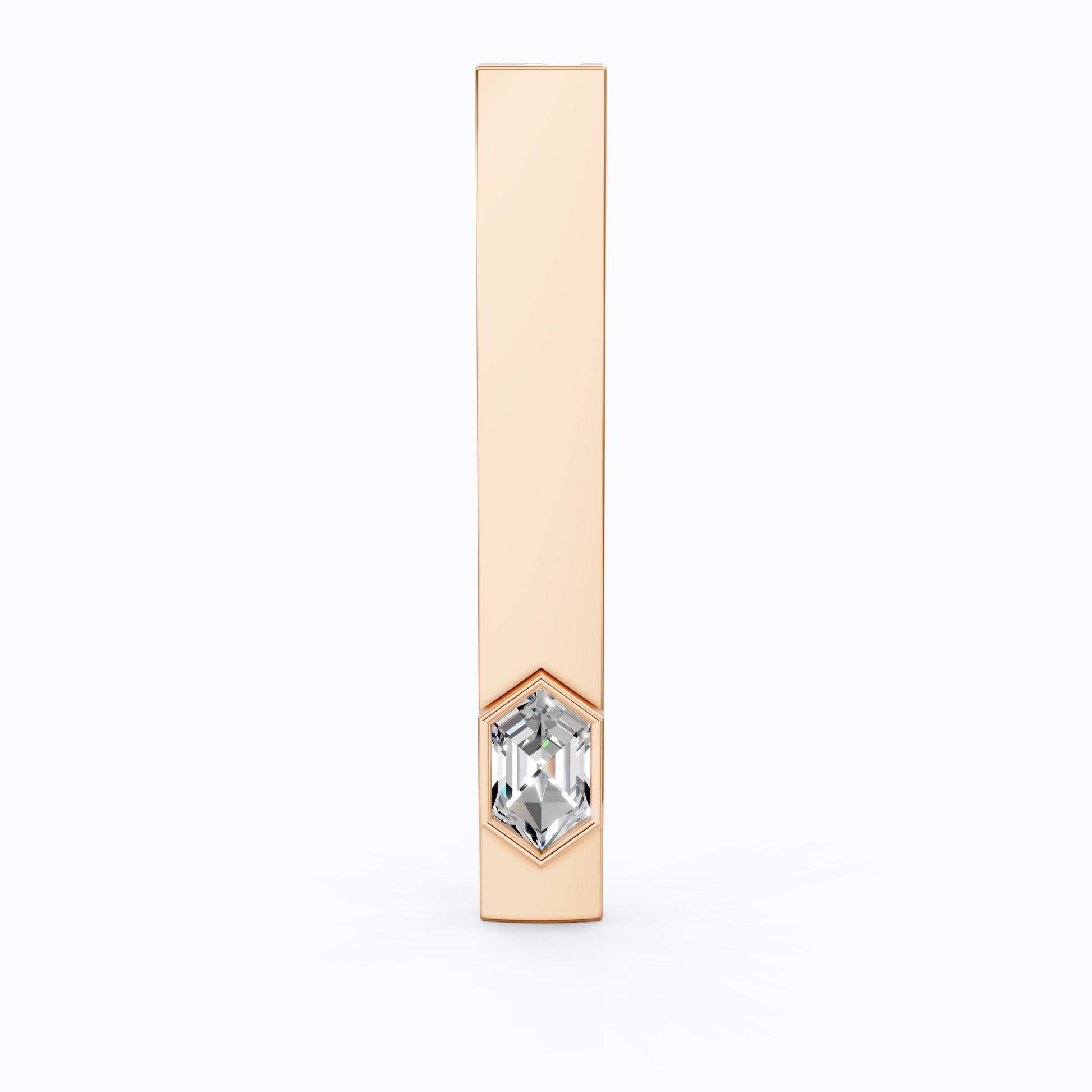 Modern Hexagon Diamond Tie Bar in 14K Rose Gold, Groom Gift, Business Formal Jewelry, Executive Gift