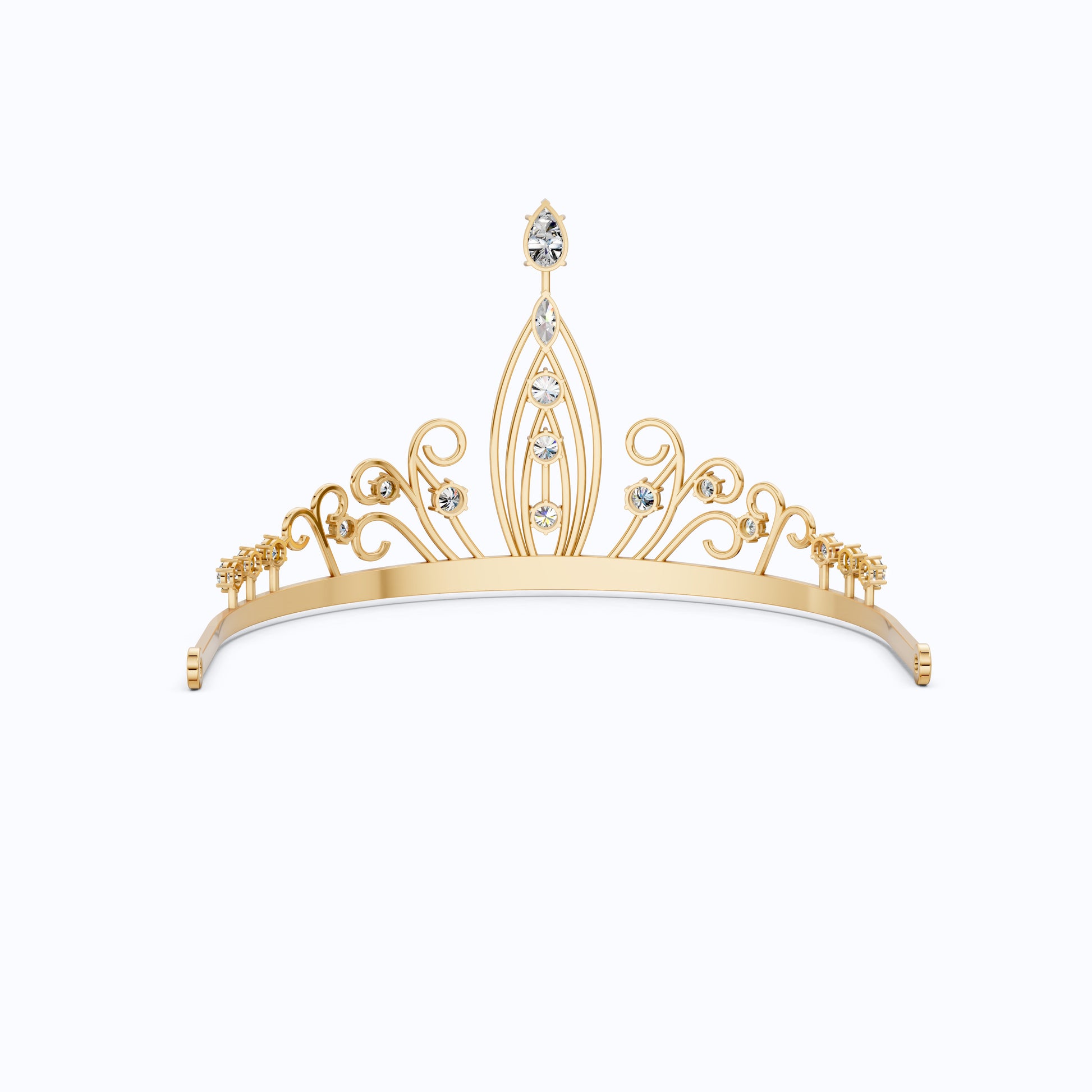 Princess Tiara Crown in 925 Sterling Silver, 32.84 TCW Pear/Marquise/Round Cut Lab Diamonds, Luxury Handmade Jewelry Gift for Bridal
