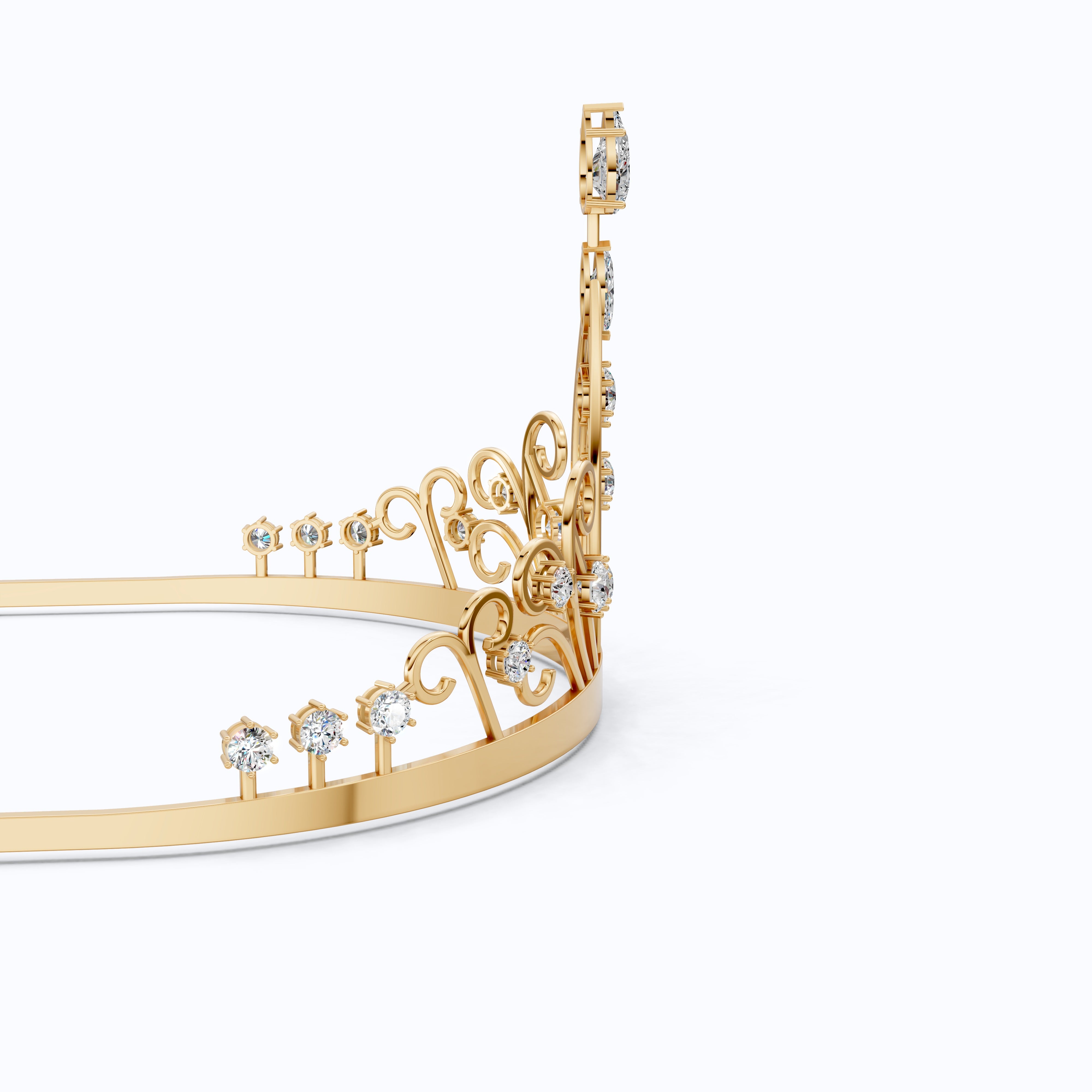 Princess Tiara Crown in 925 Sterling Silver, 32.84 TCW Pear/Marquise/Round Cut Lab Diamonds, Luxury Handmade Jewelry Gift for Bridal