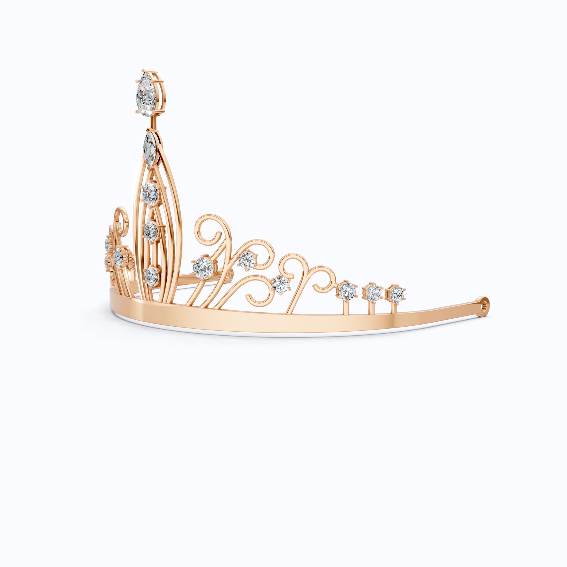 Princess Tiara Crown in 925 Sterling Silver, 32.84 TCW Pear/Marquise/Round Cut Lab Diamonds, Luxury Handmade Jewelry Gift for Bridal
