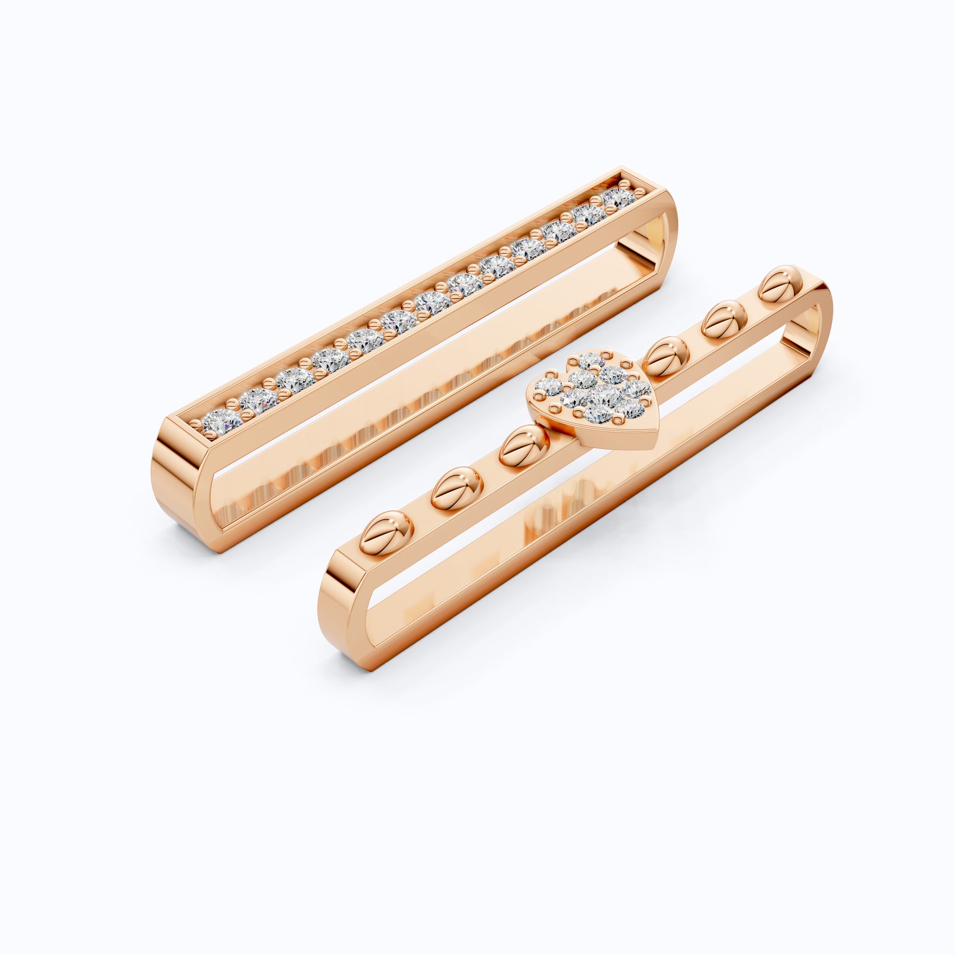 Modern Bar & Heart Watch Charm – Lab Grown Diamonds, Solid 14K Gold, Gift for Her, Luxury Bracelet Accessories